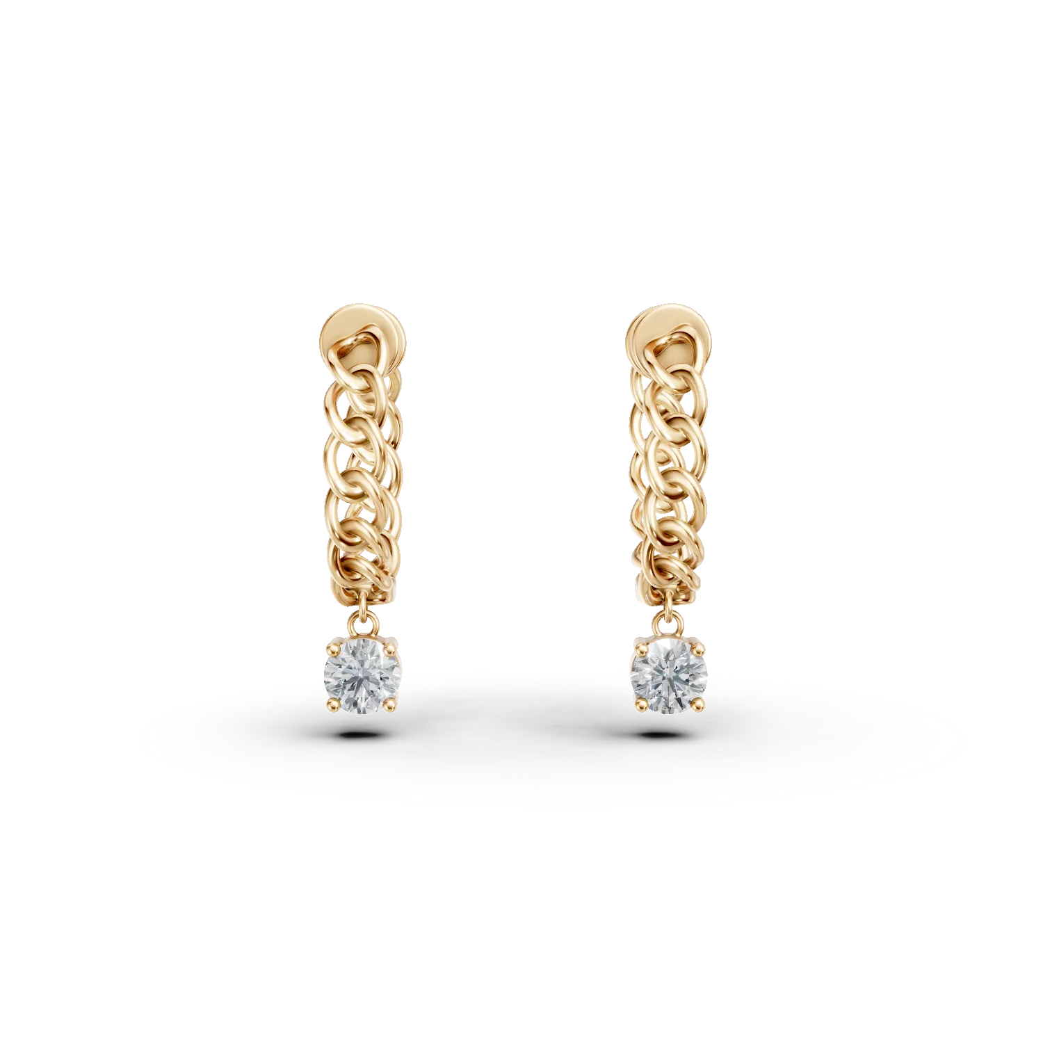 Cercei creole din aur galben cu diamante de 0.5ct create in laborator