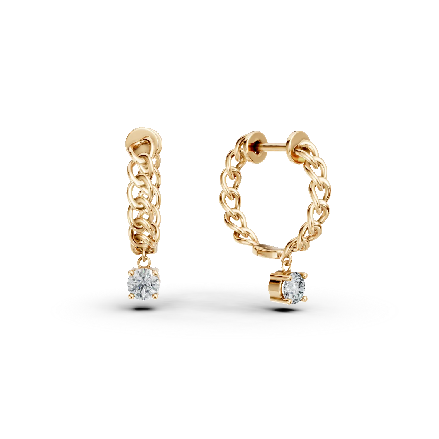 Cercei creole din aur galben cu diamante de 0.5ct create in laborator