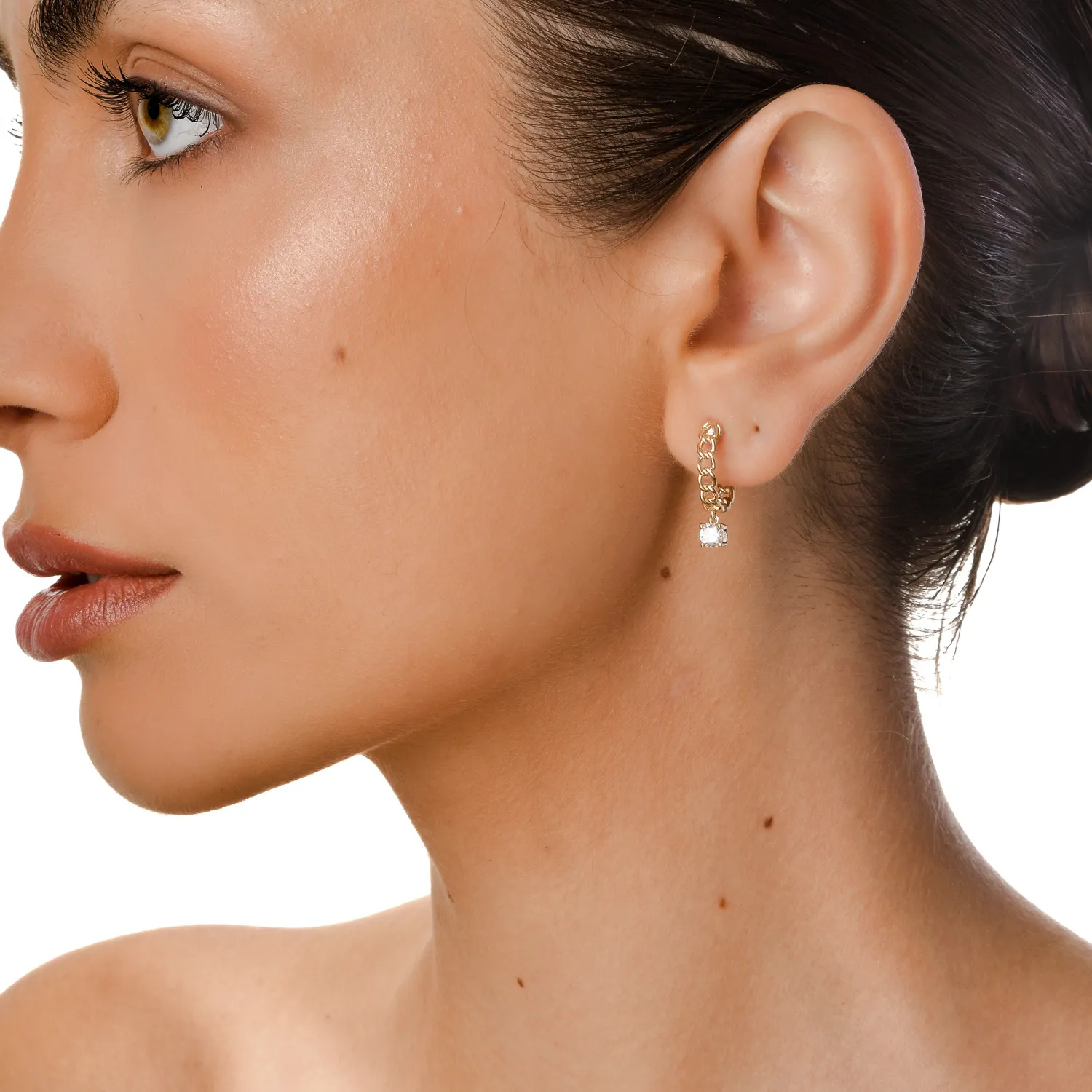 Cercei creole din aur galben cu diamante de 0.5ct create in laborator