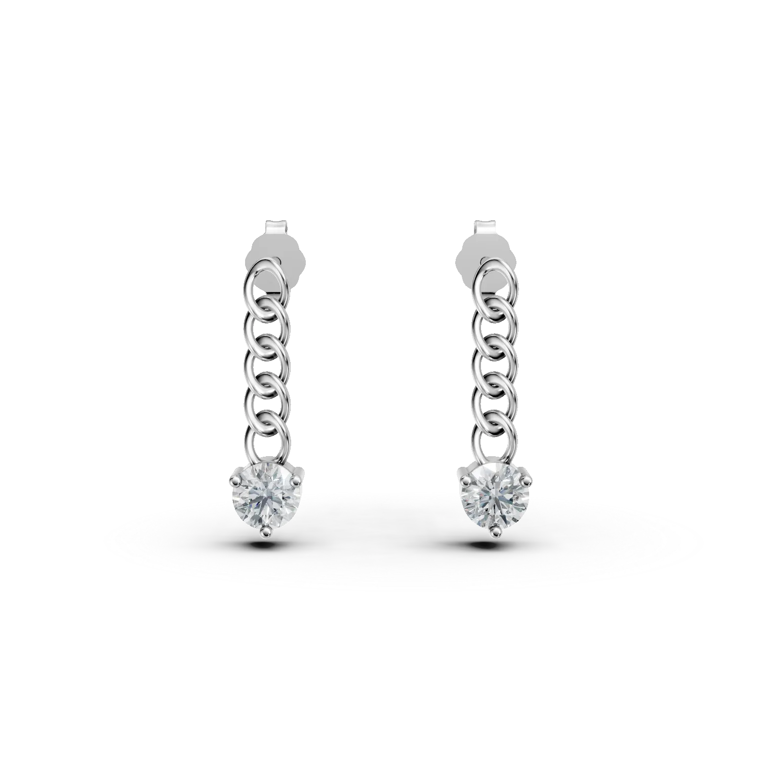 Cercei din aur alb cu diamante de 0.5ct create in laborator