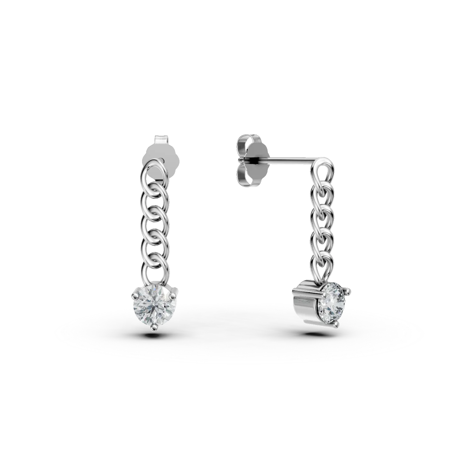 Cercei din aur alb cu diamante de 0.5ct create in laborator