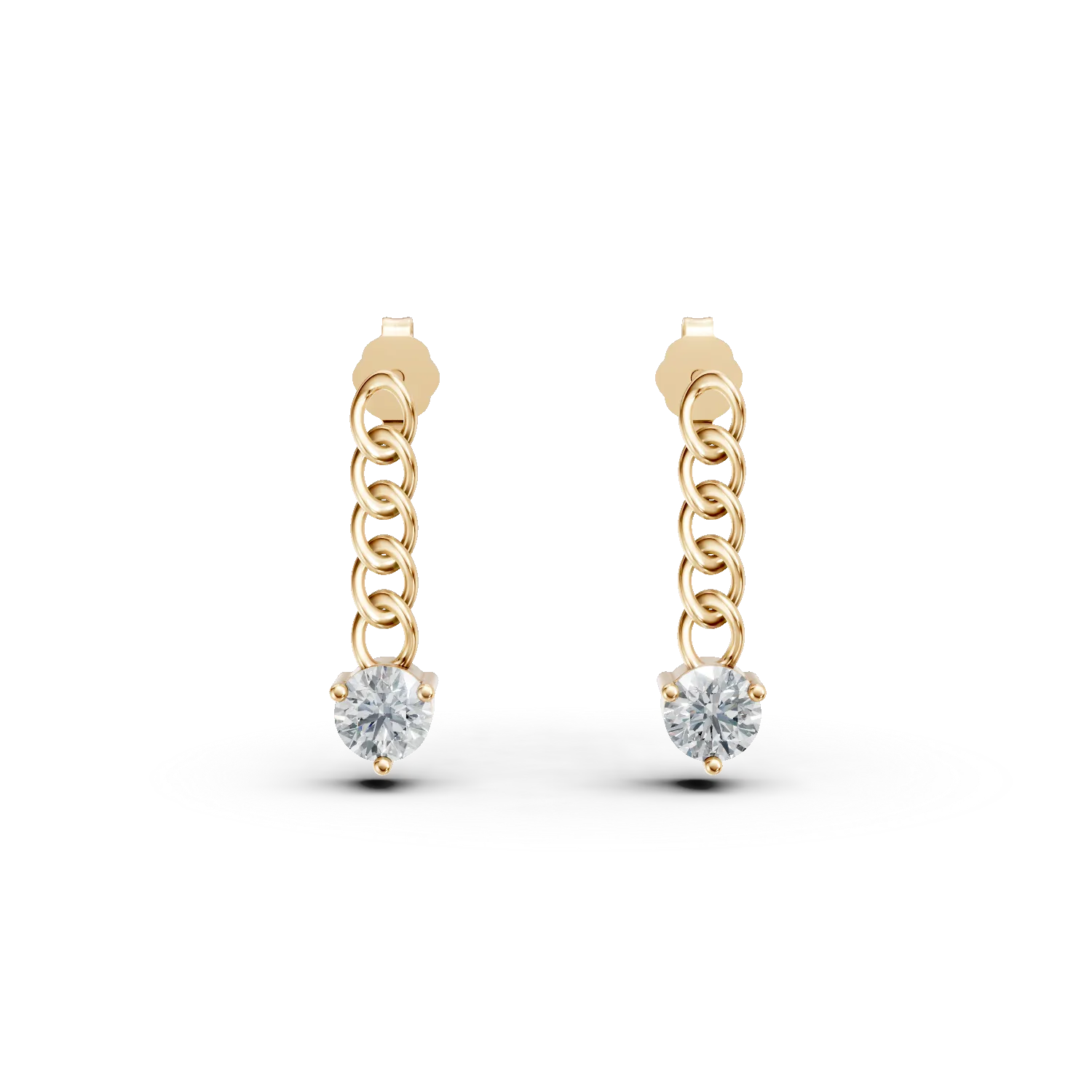 Cercei din aur galben cu diamante de 0.5ct create in laborator