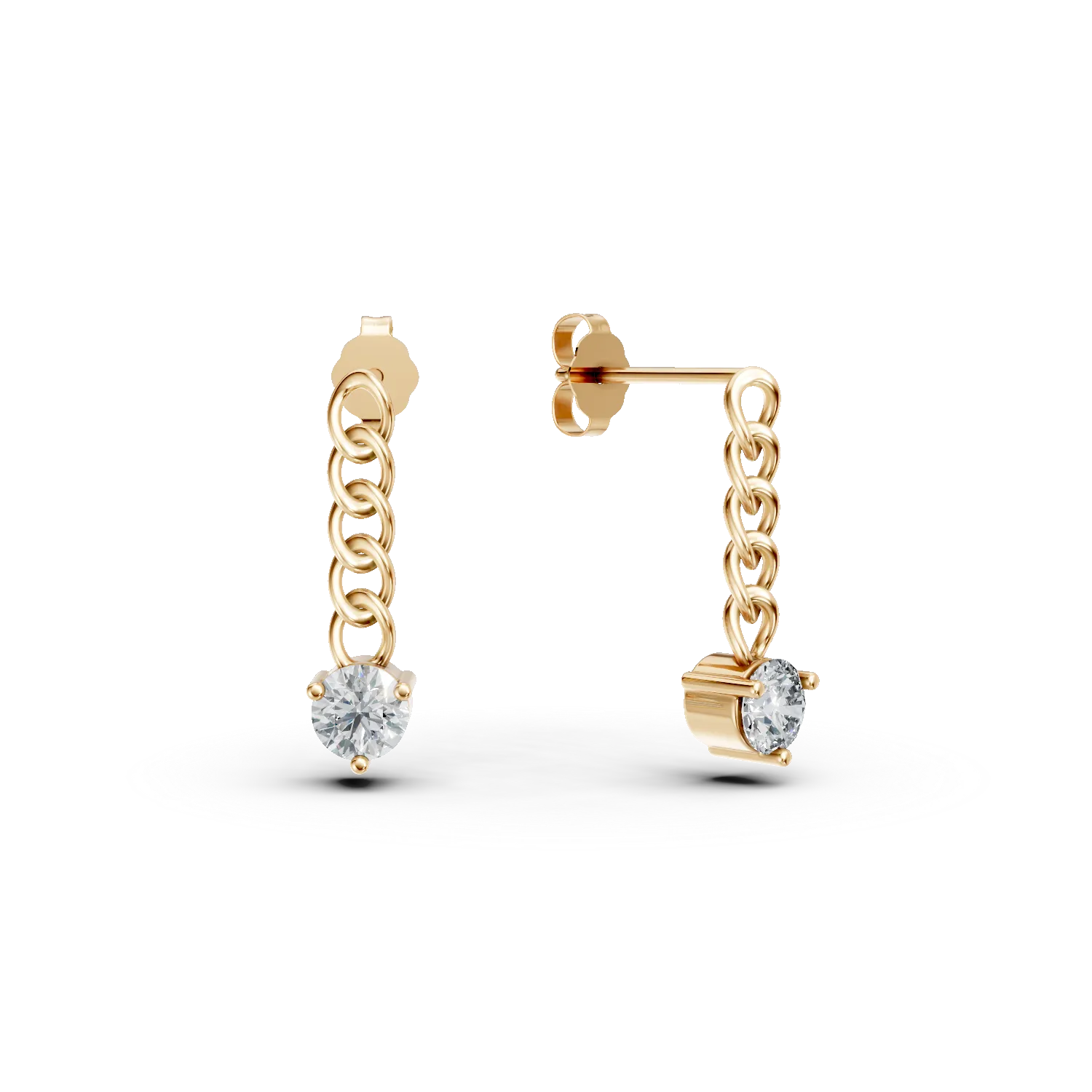 Cercei din aur galben cu diamante de 0.5ct create in laborator