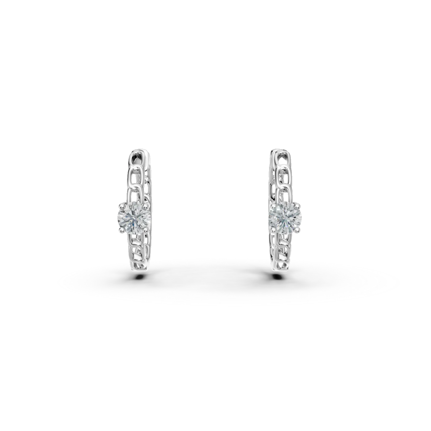 Cercei creole din aur alb cu diamante de 0.4ct create in laborator