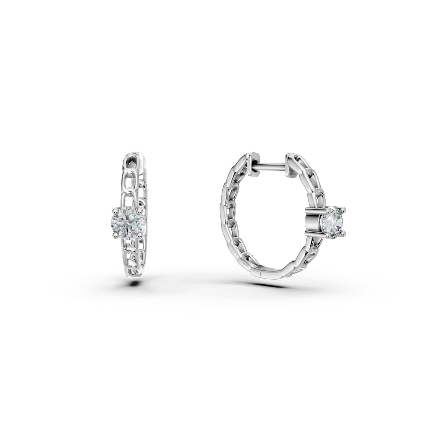 Cercei creole din aur alb cu diamante de 0.4ct create in laborator