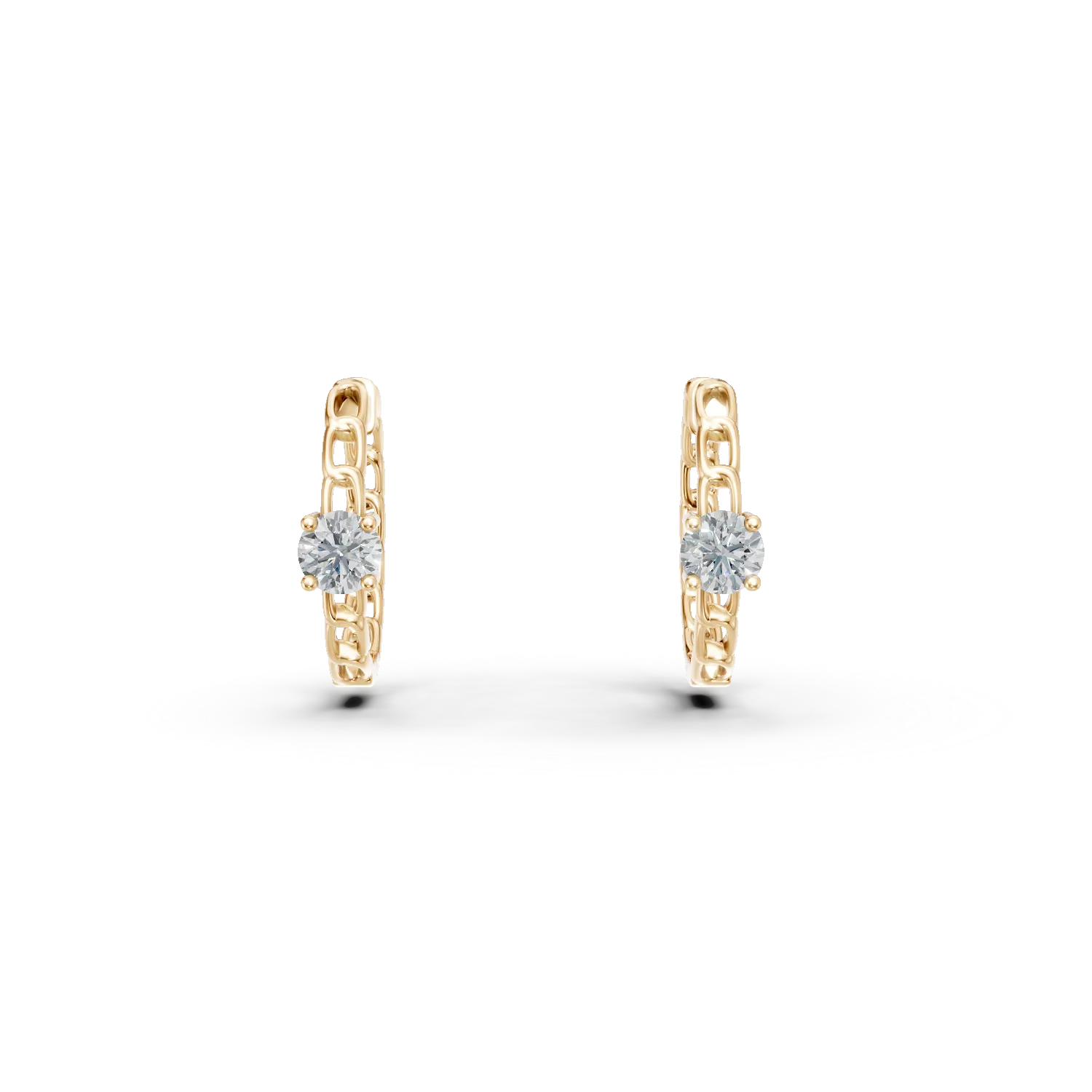 Cercei din aur galben cu diamante de 0.4ct create in laborator