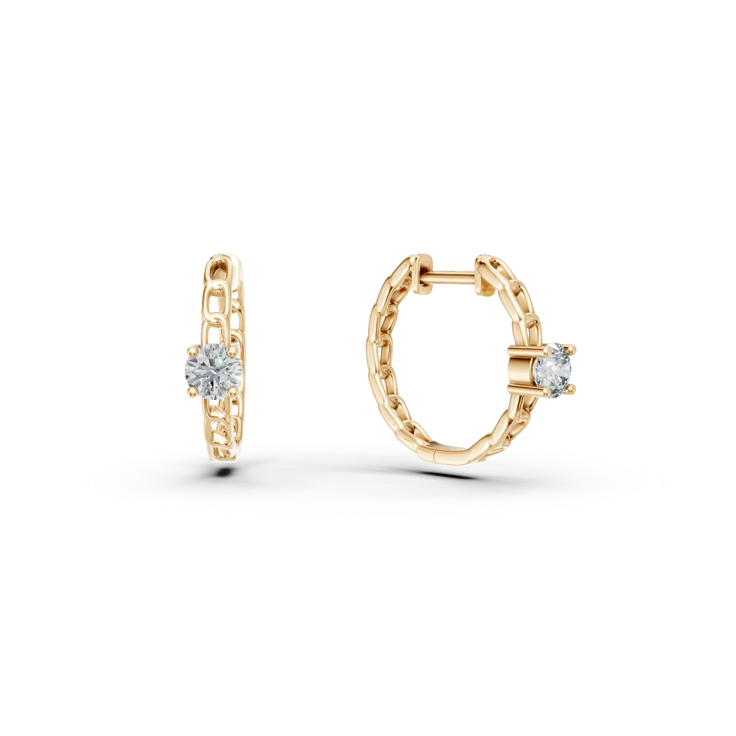 Cercei din aur galben cu diamante de 0.4ct create in laborator