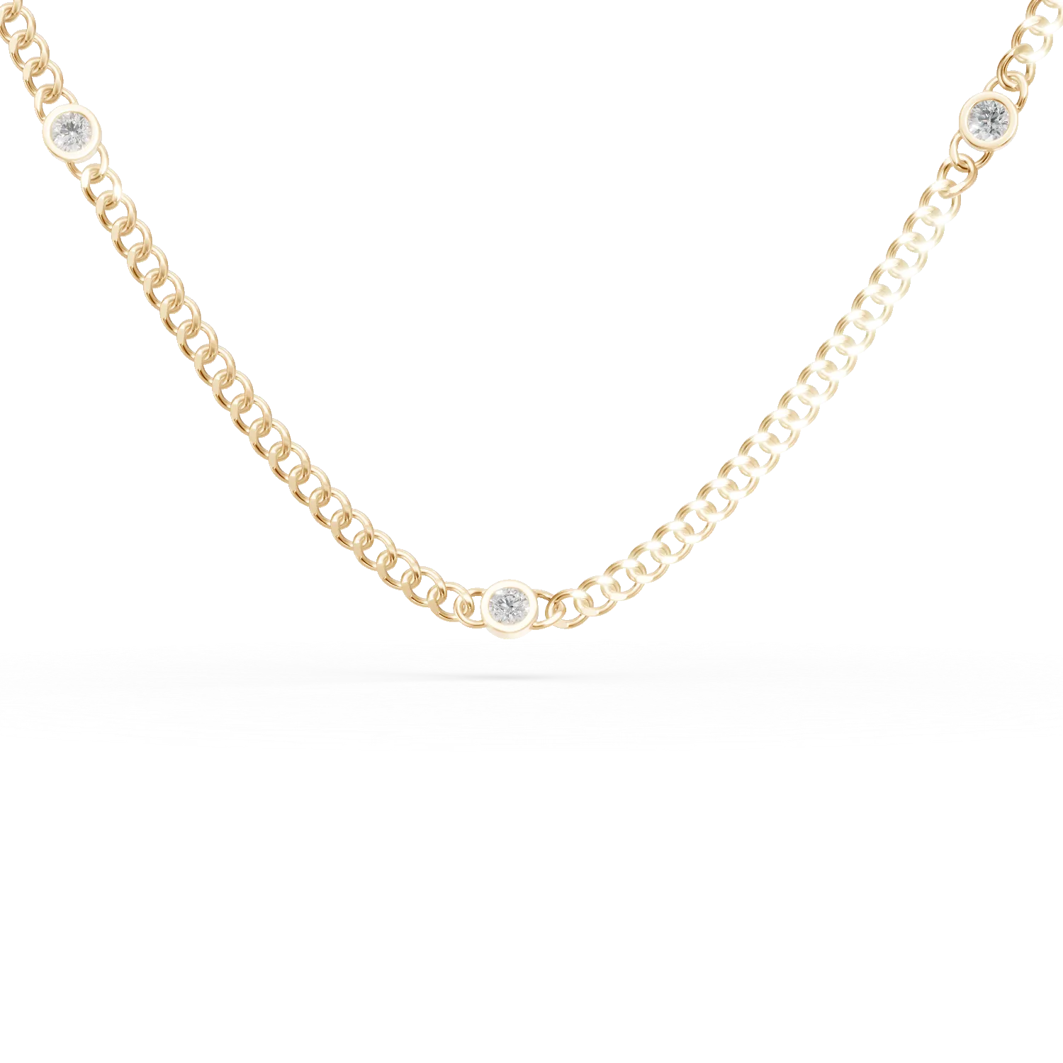 Lant cu pandantive din aur galben cu diamante de 0.4ct create in laborator