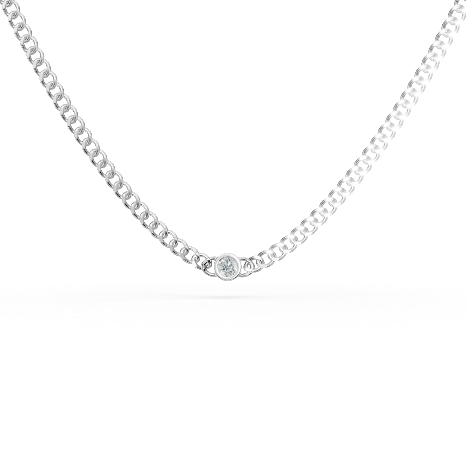 Lant cu pandantiv din aur alb cu diamante de 0.09ct create in laborator