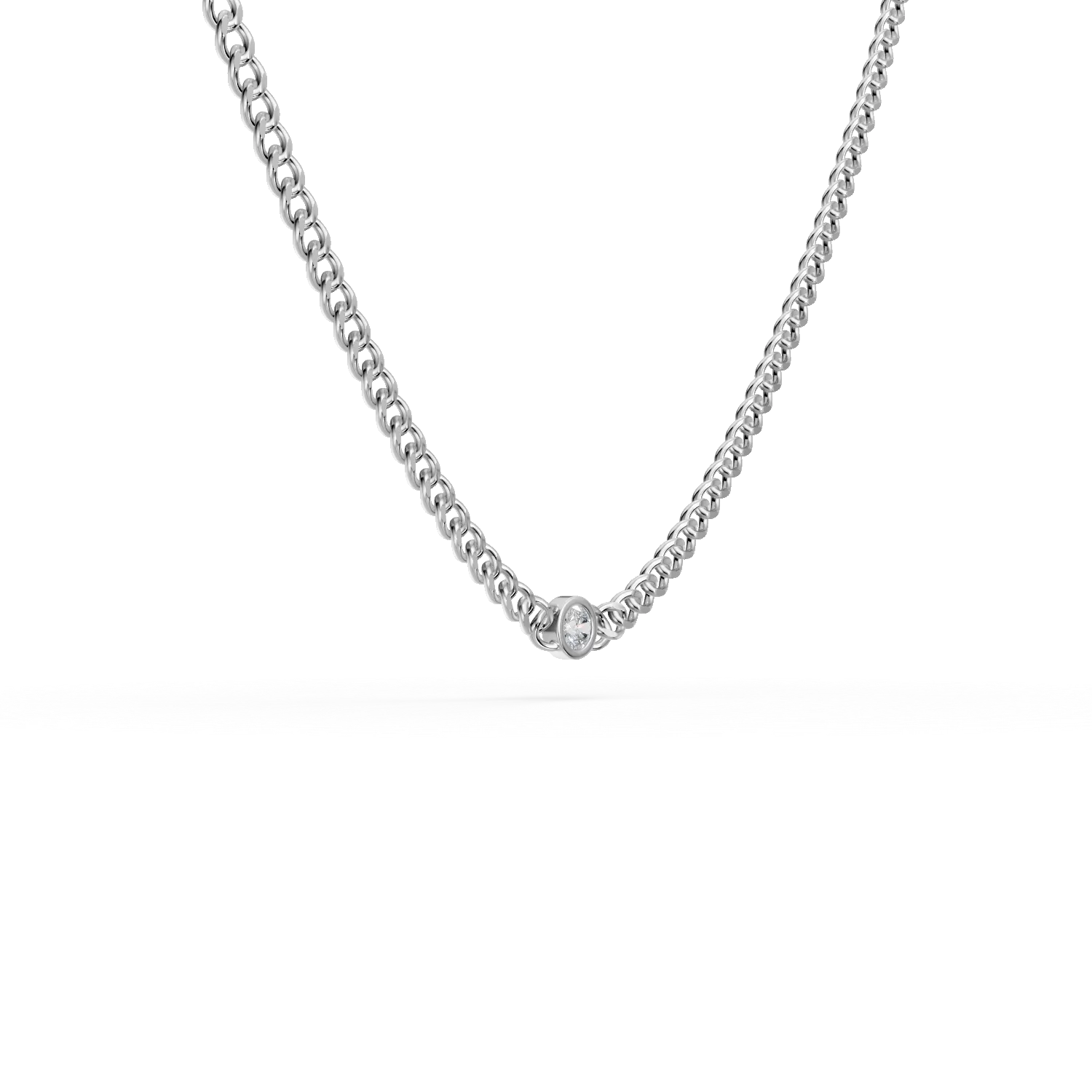 Lant cu pandantiv din aur alb cu diamante de 0.09ct create in laborator