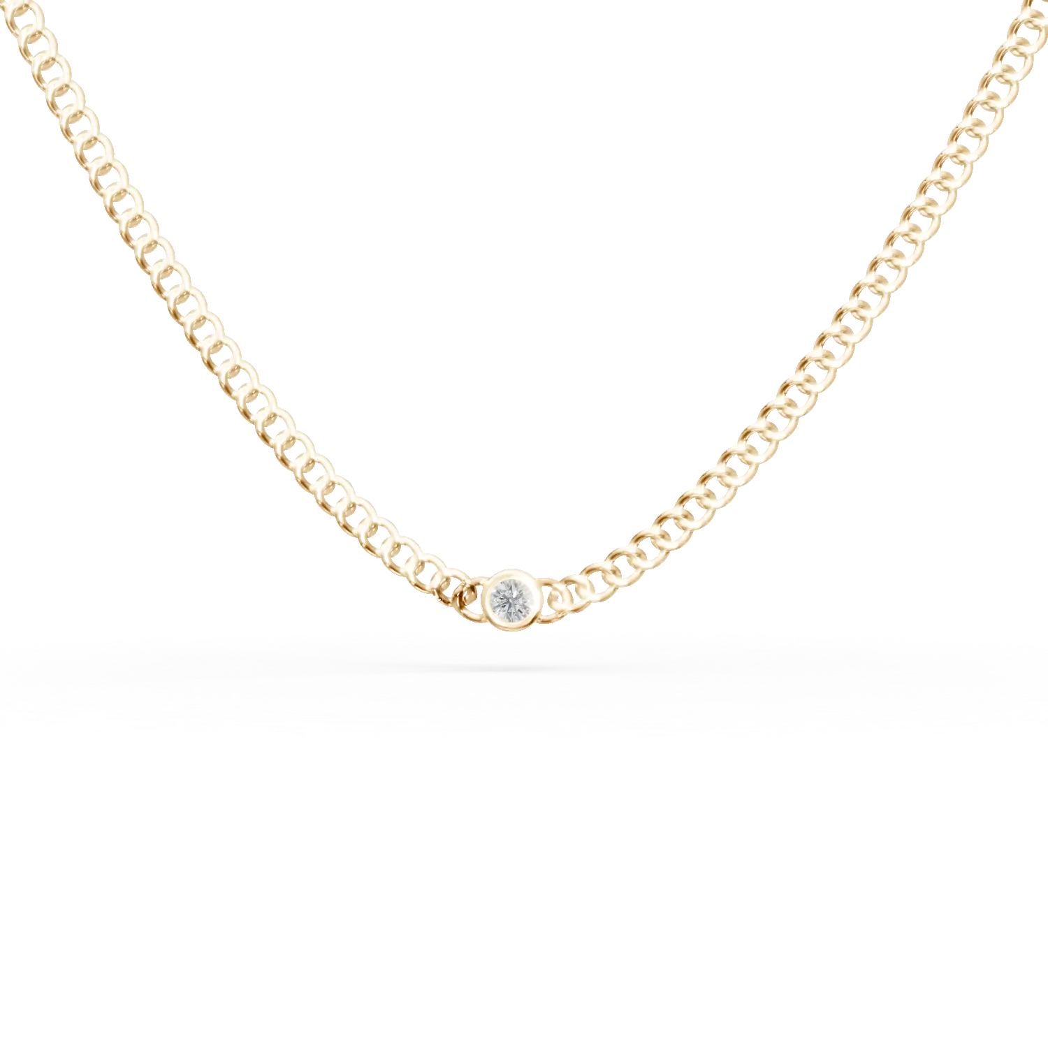 Lant cu pandantiv din aur galben cu diamante de 0.08ct create in laborator