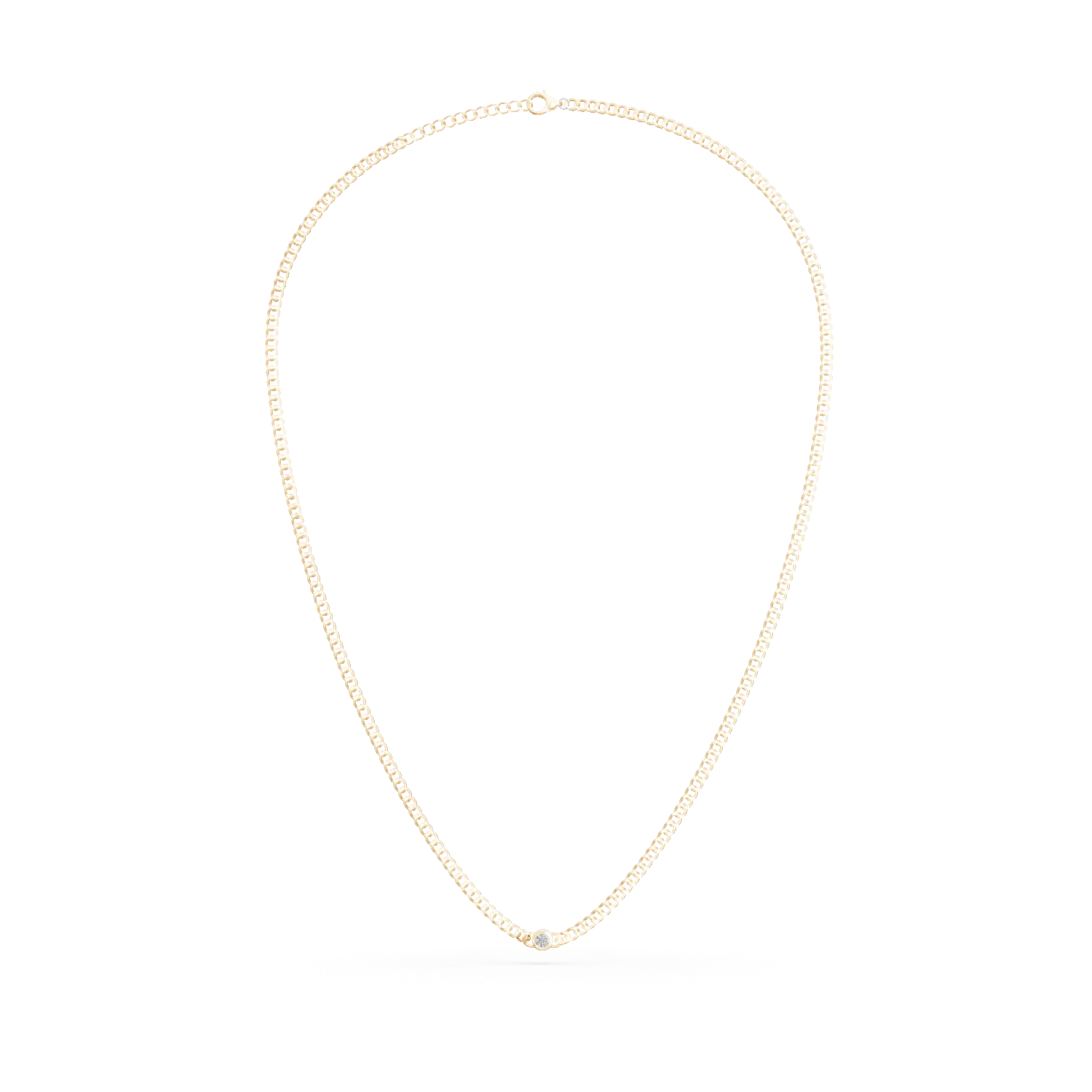 Lant cu pandantiv din aur galben cu diamante de 0.08ct create in laborator