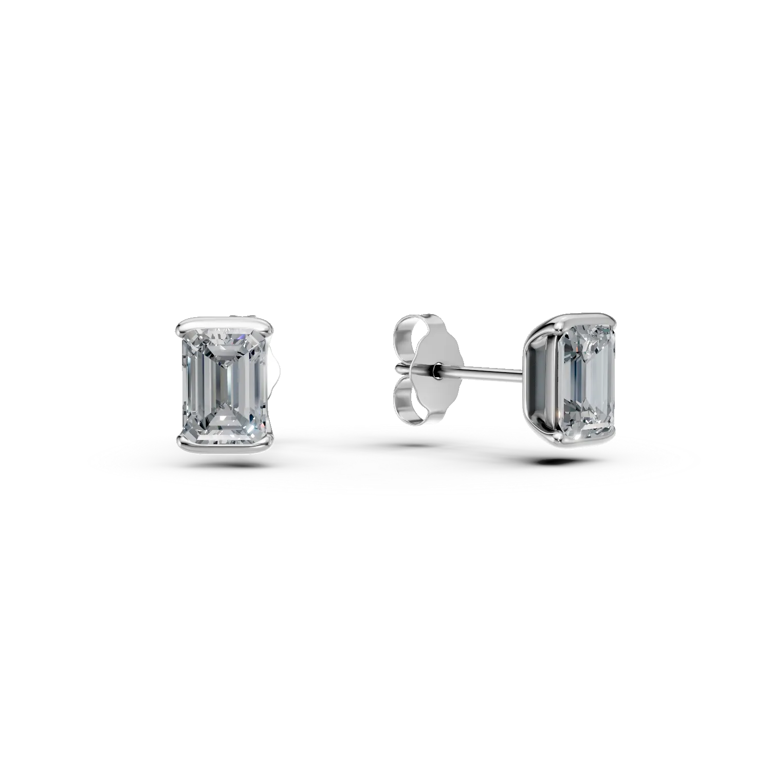 Cercei stud din aur alb cu diamante de 1ct create in laborator