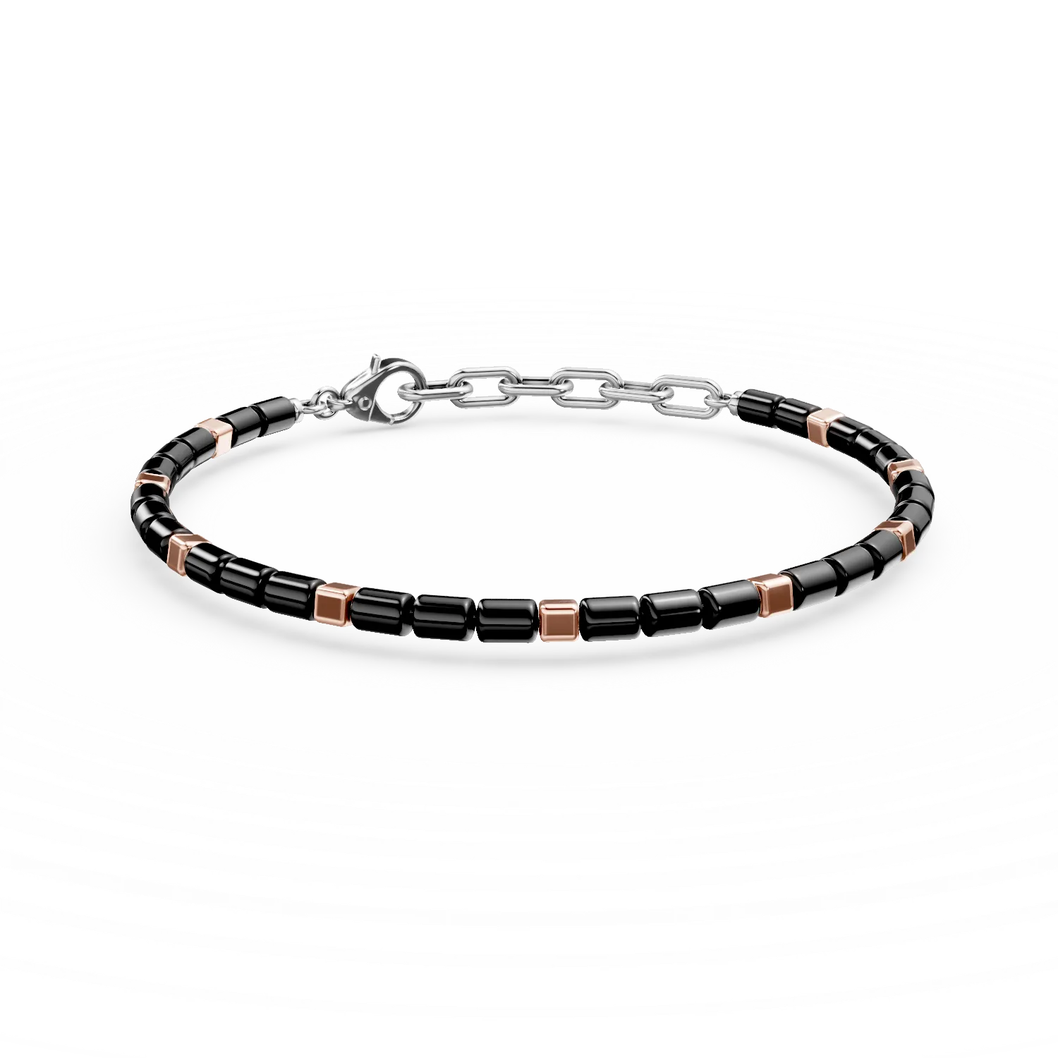 Bratara din otel roz-negru cu hematite de 8.7ct pentru barbati