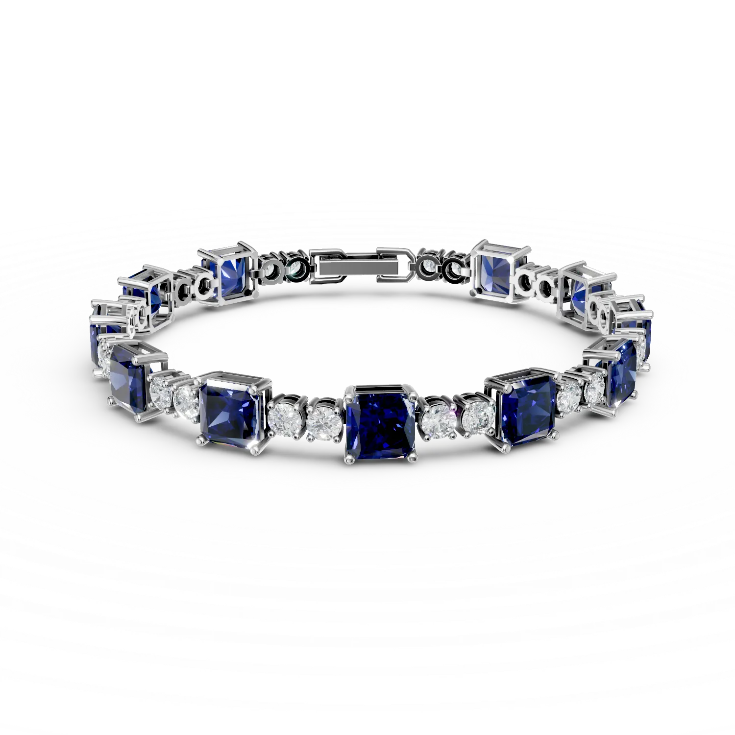 Bratara tennis din argint cu zirconii albastre si incolore - imagine 7