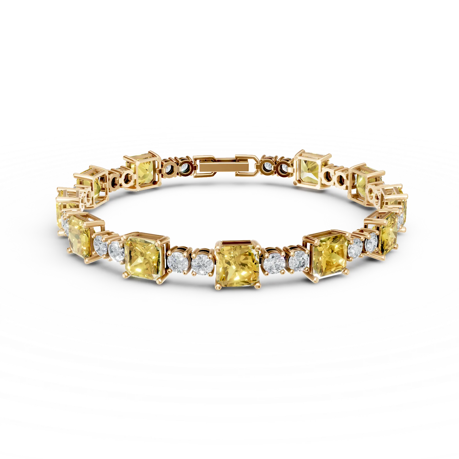 Bratara tennis din argint galben cu zirconii galbene si incolore - imagine 7