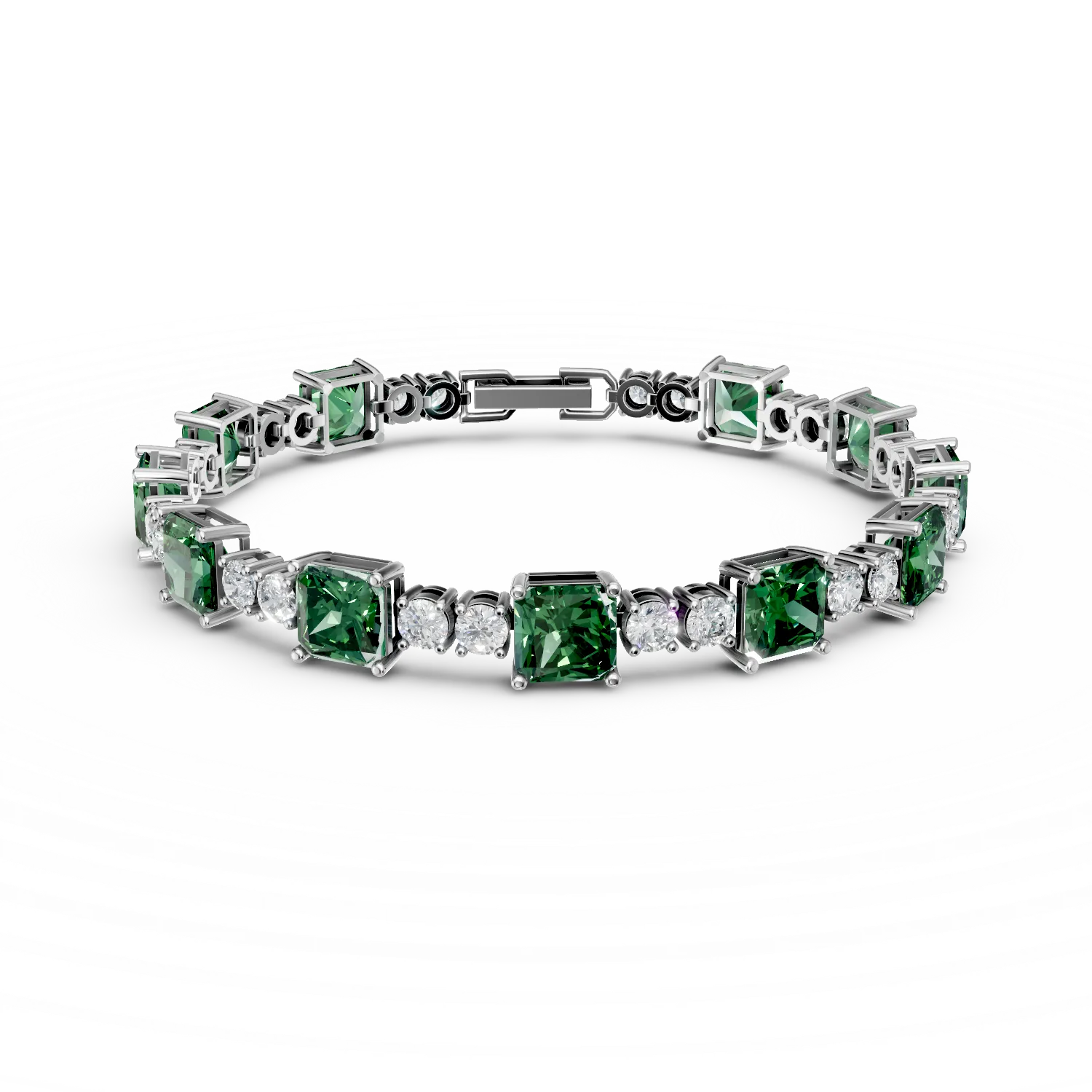 Bratara tennis din argint cu zirconii verzi si incolore