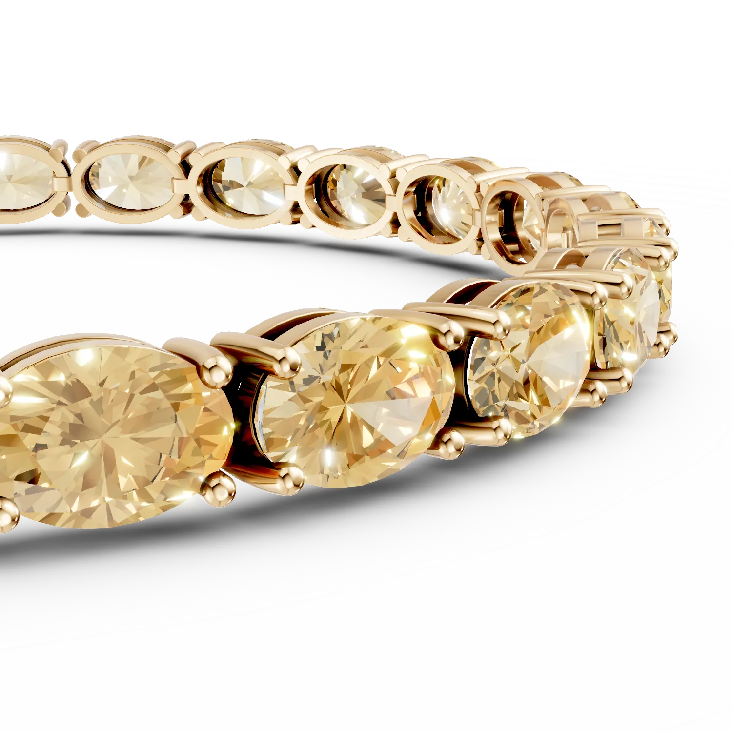 Bratara tennis din argint galben cu zirconii champagne si incolore