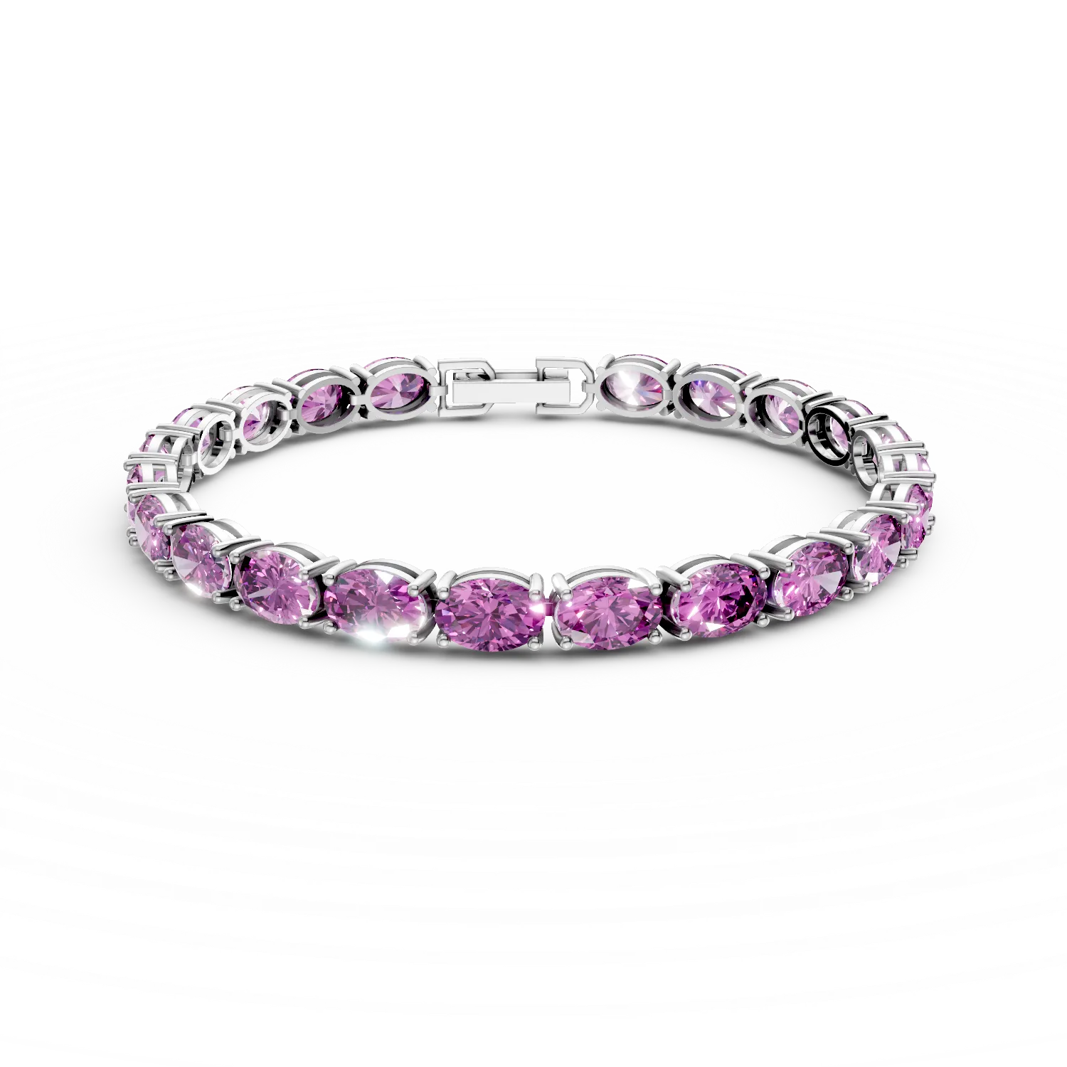 Bratara tennis din argint cu zirconii roz si incolore