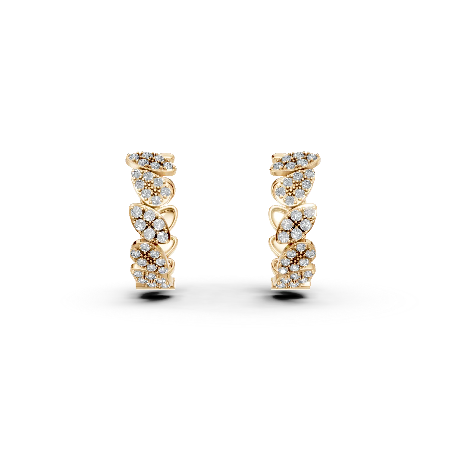 Cercei creole din aur galben cu diamante de 0.5ct create in laborator