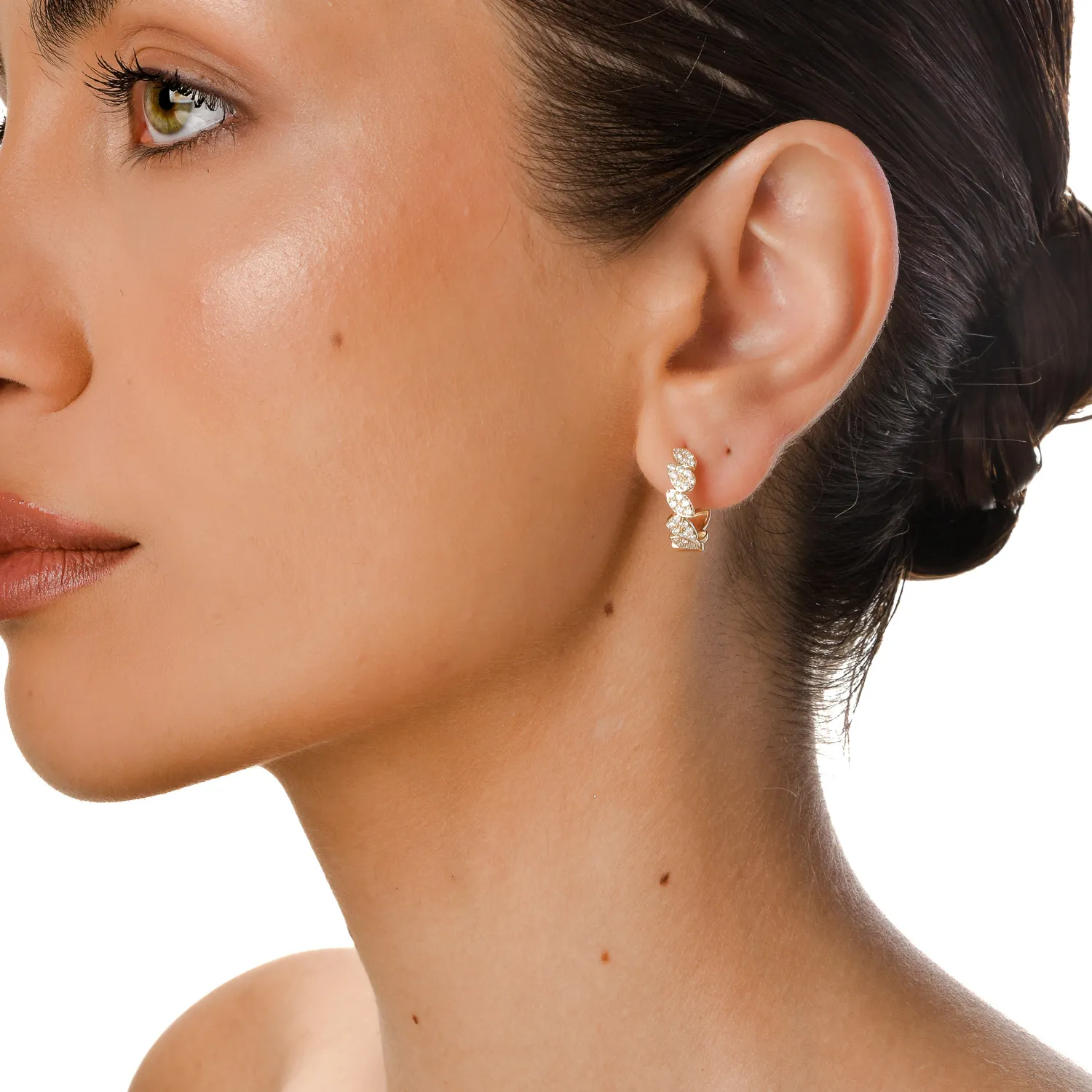 Cercei creole din aur galben cu diamante de 0.5ct create in laborator