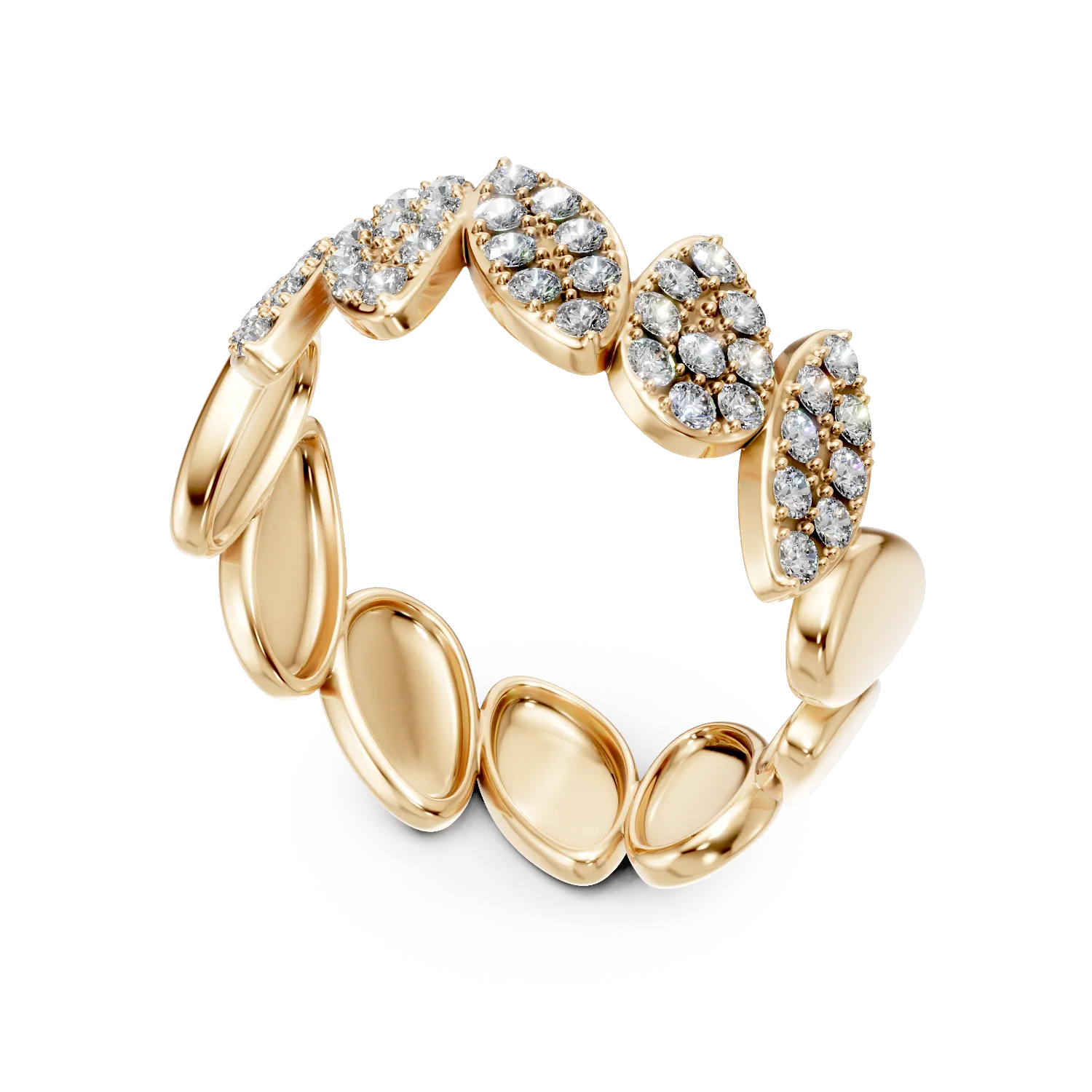 Inel geometric din aur galben cu diamante de 0.3ct create in laborator