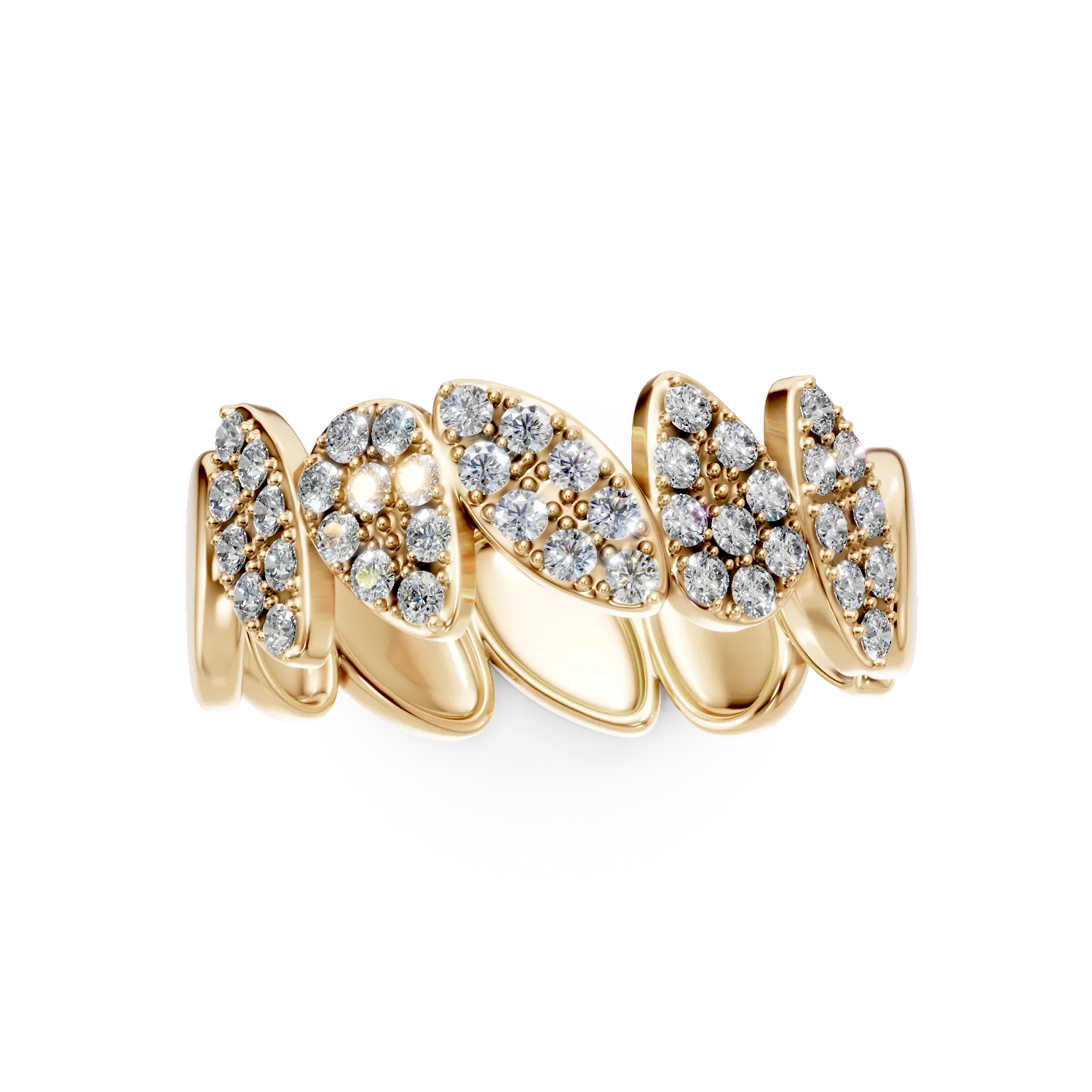 Inel geometric din aur galben cu diamante de 0.3ct create in laborator