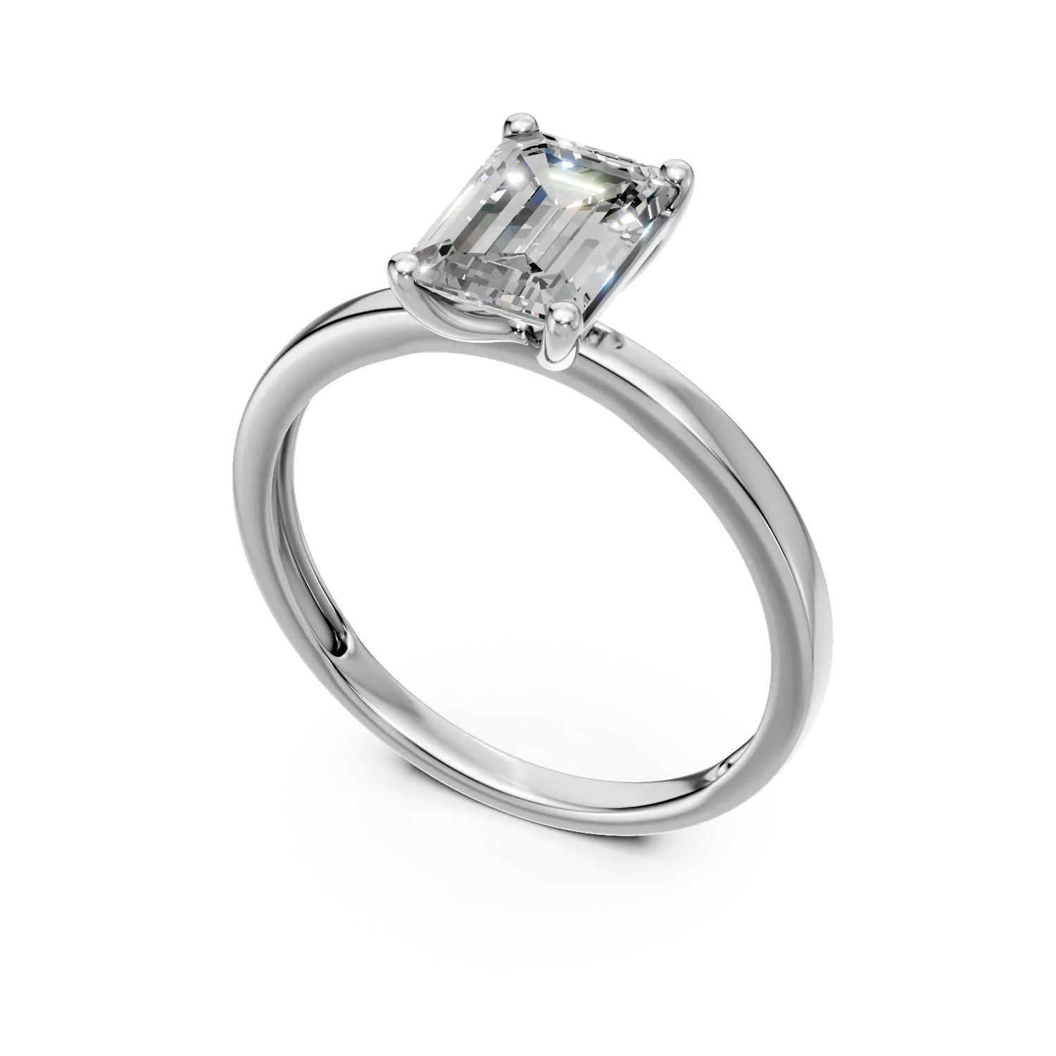 Inel de logodna din aur alb cu diamant solitaire de 1.5ct creat in laborator