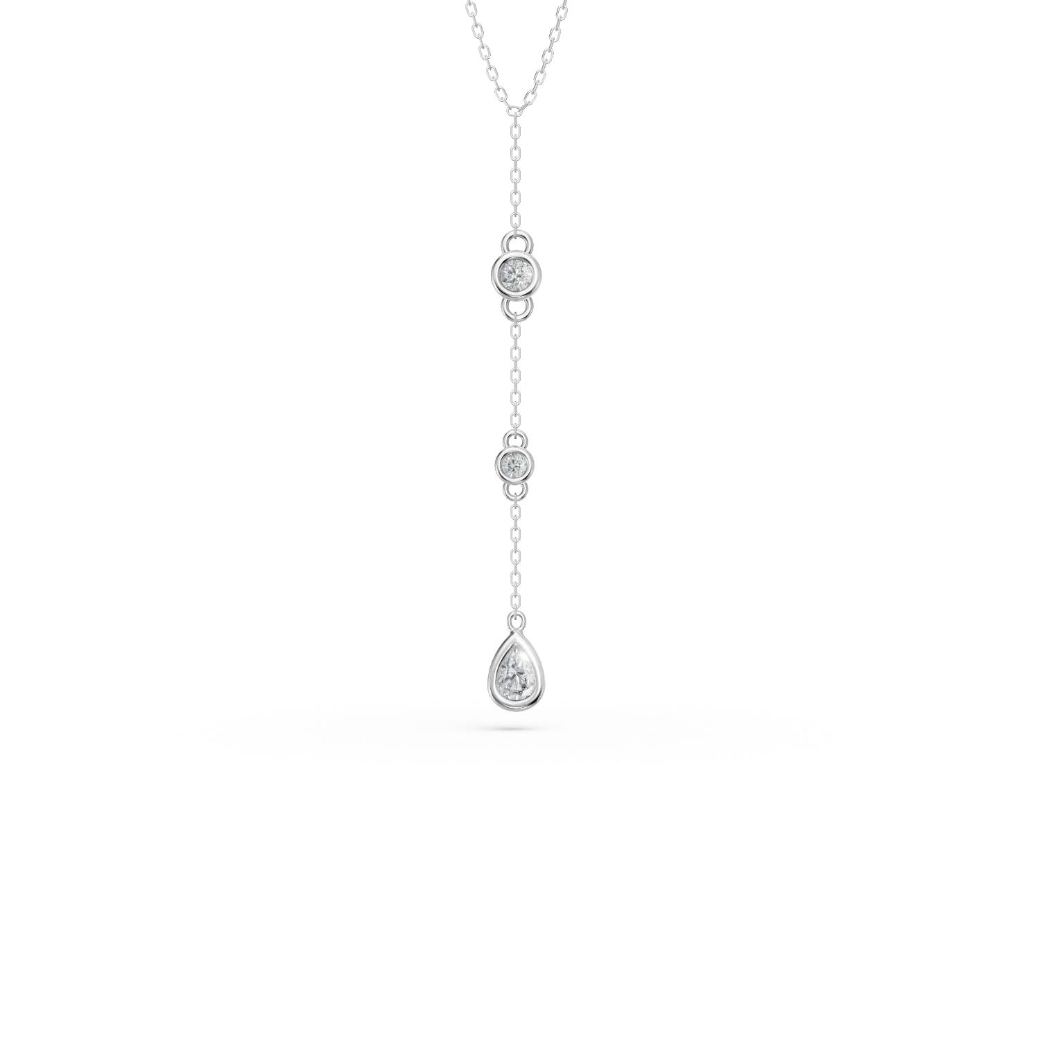 Lant cu pandantiv din aur alb cu diamante de 0.1ct create in laborator