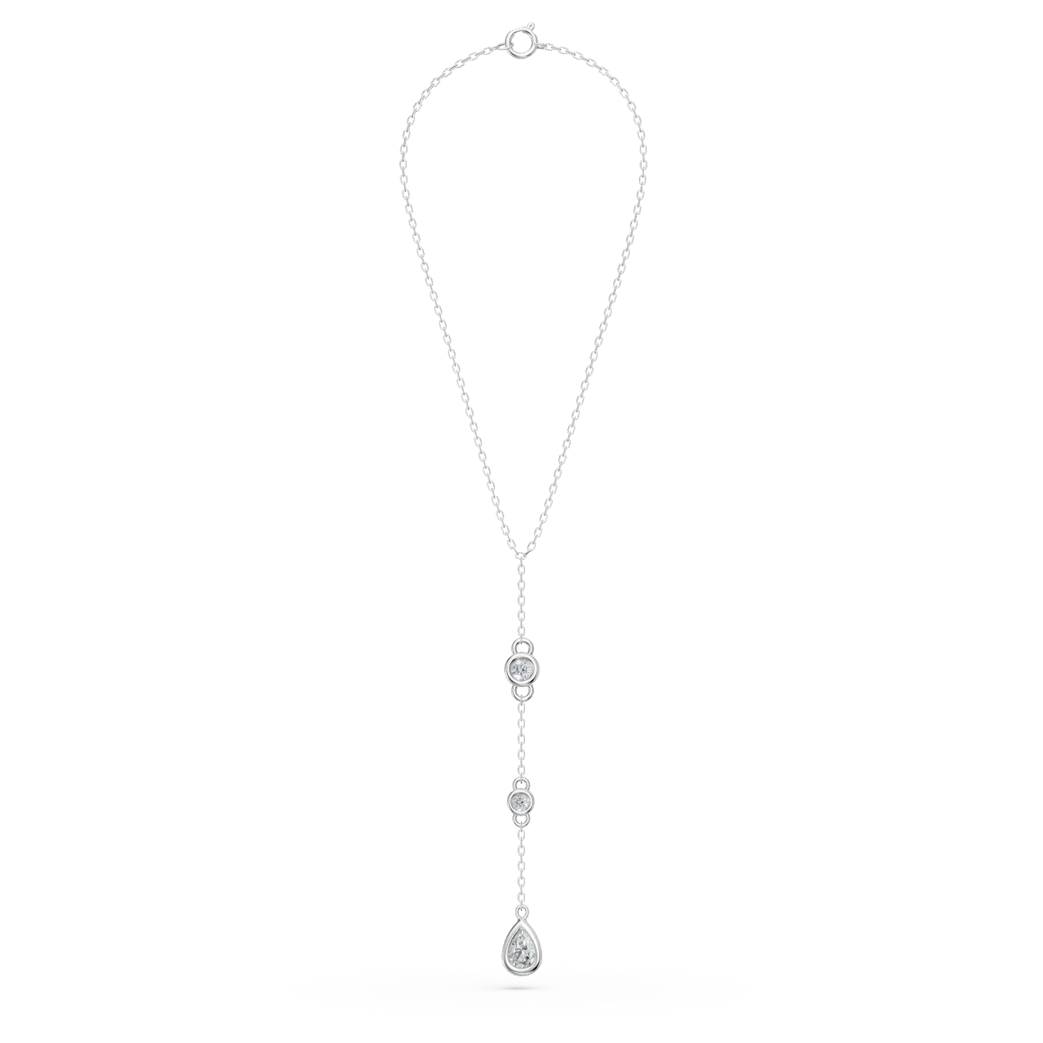 Lant cu pandantiv din aur alb cu diamante de 0.1ct create in laborator