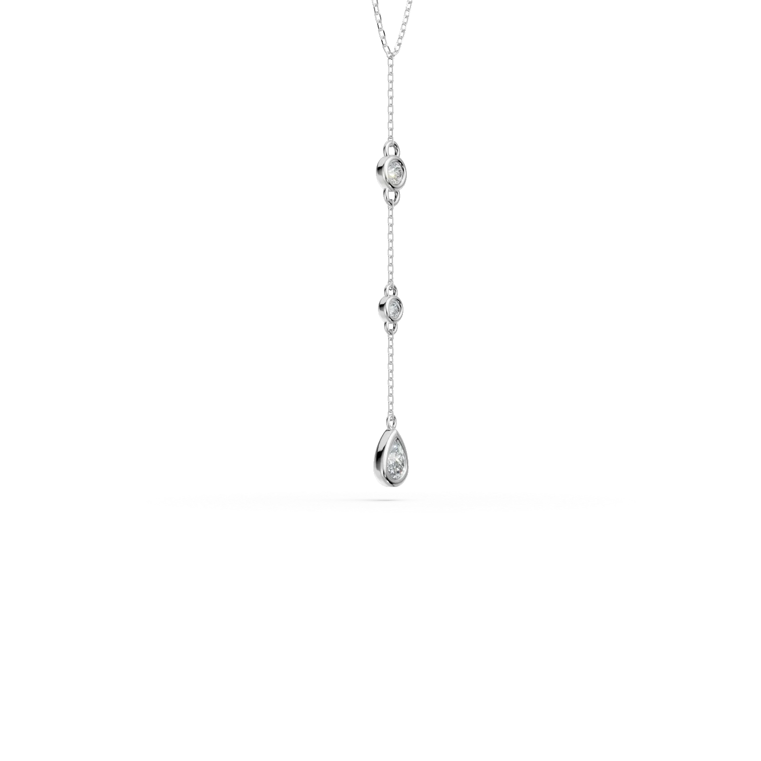 Lant cu pandantiv din aur alb cu diamante de 0.1ct create in laborator