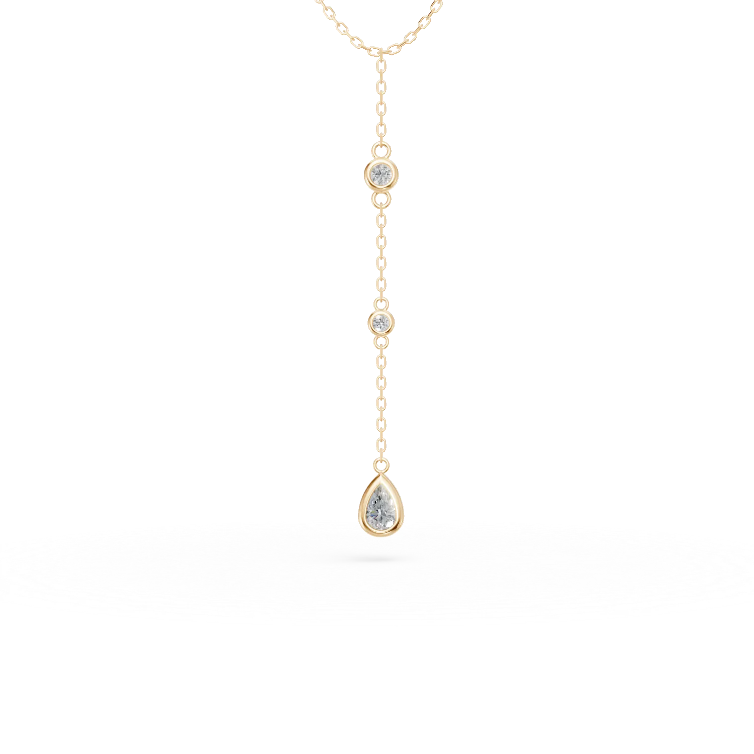 Lant cu pandantiv din aur galben cu diamante de 0.1ct create in laborator