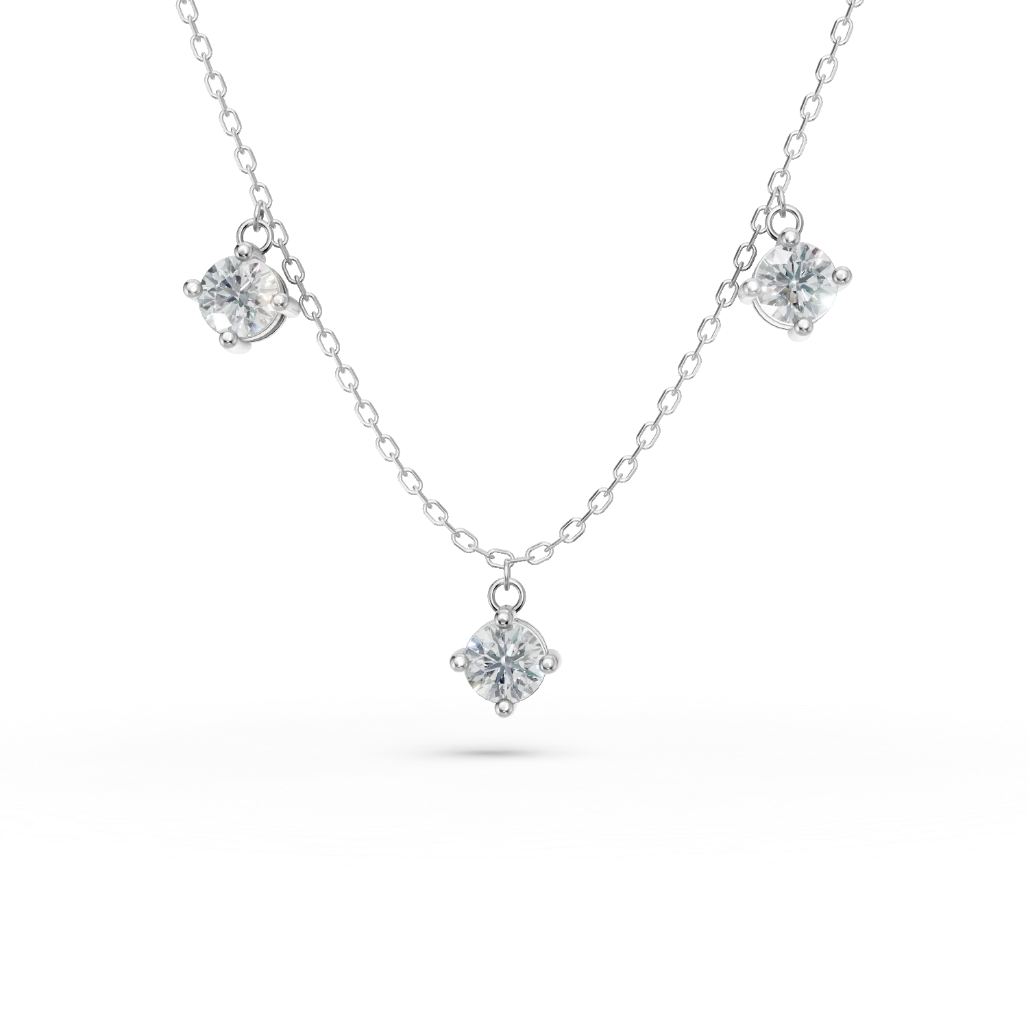 Lant cu pandantive din aur alb cu diamante de 0.6ct create in laborator