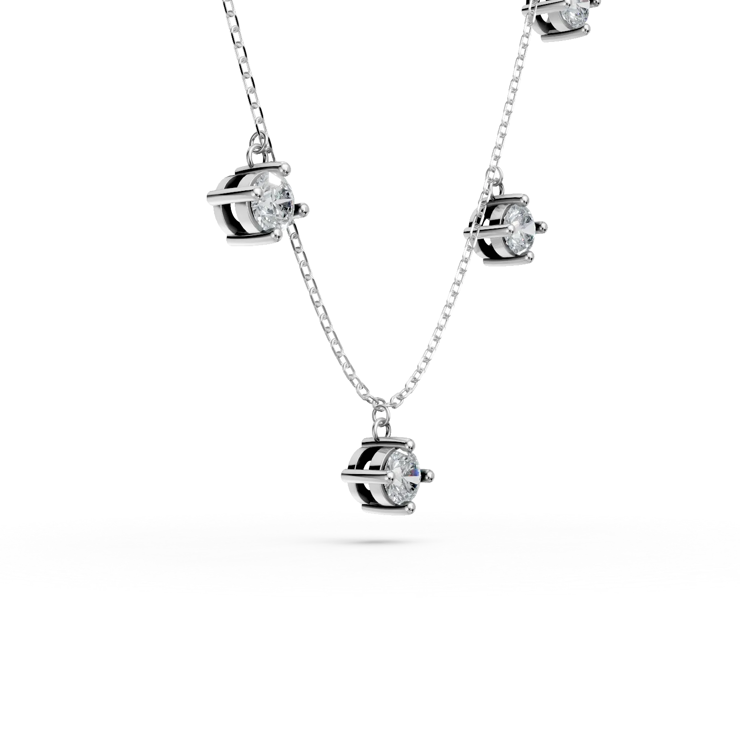 Lant cu pandantive din aur alb cu diamante de 0.6ct create in laborator