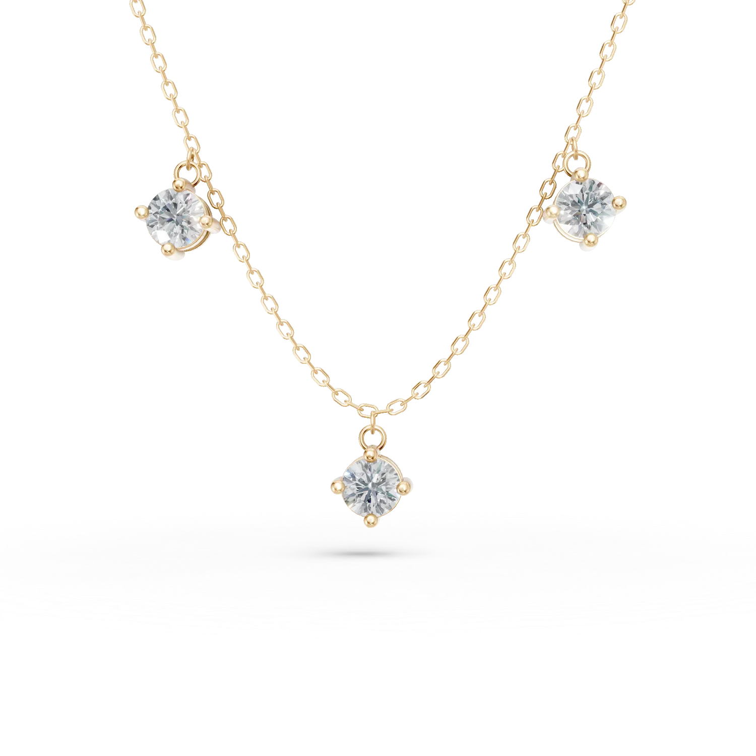 Lant cu pandantive din aur galben cu diamante de 0.6ct create in laborator