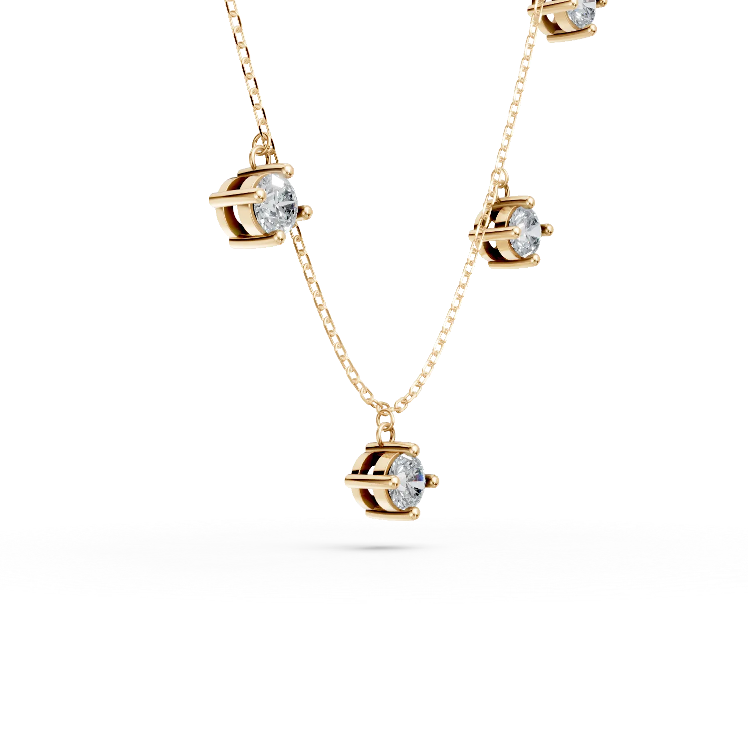 Lant cu pandantive din aur galben cu diamante de 0.6ct create in laborator