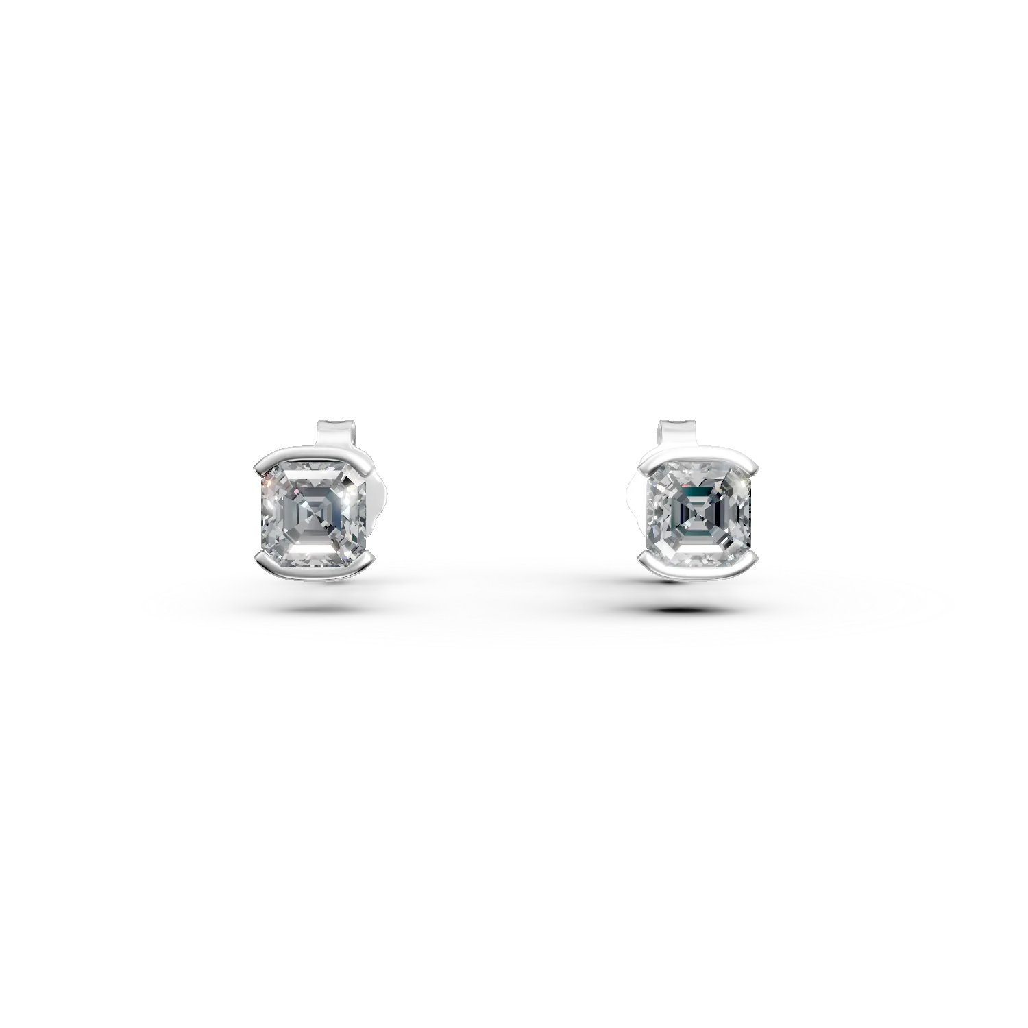 Cercei stud din aur alb cu diamante de 1ct create in laborator