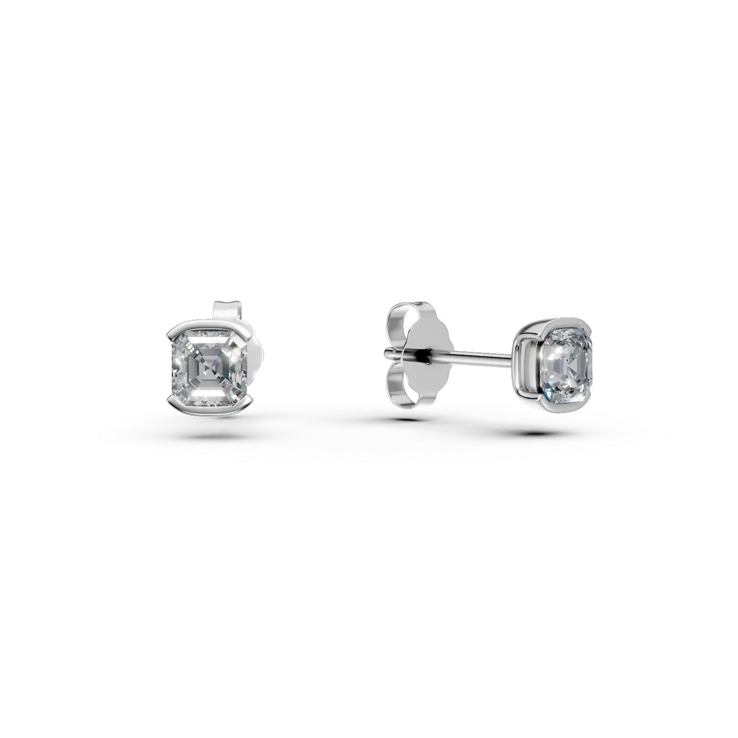 Cercei stud din aur alb cu diamante de 1ct create in laborator