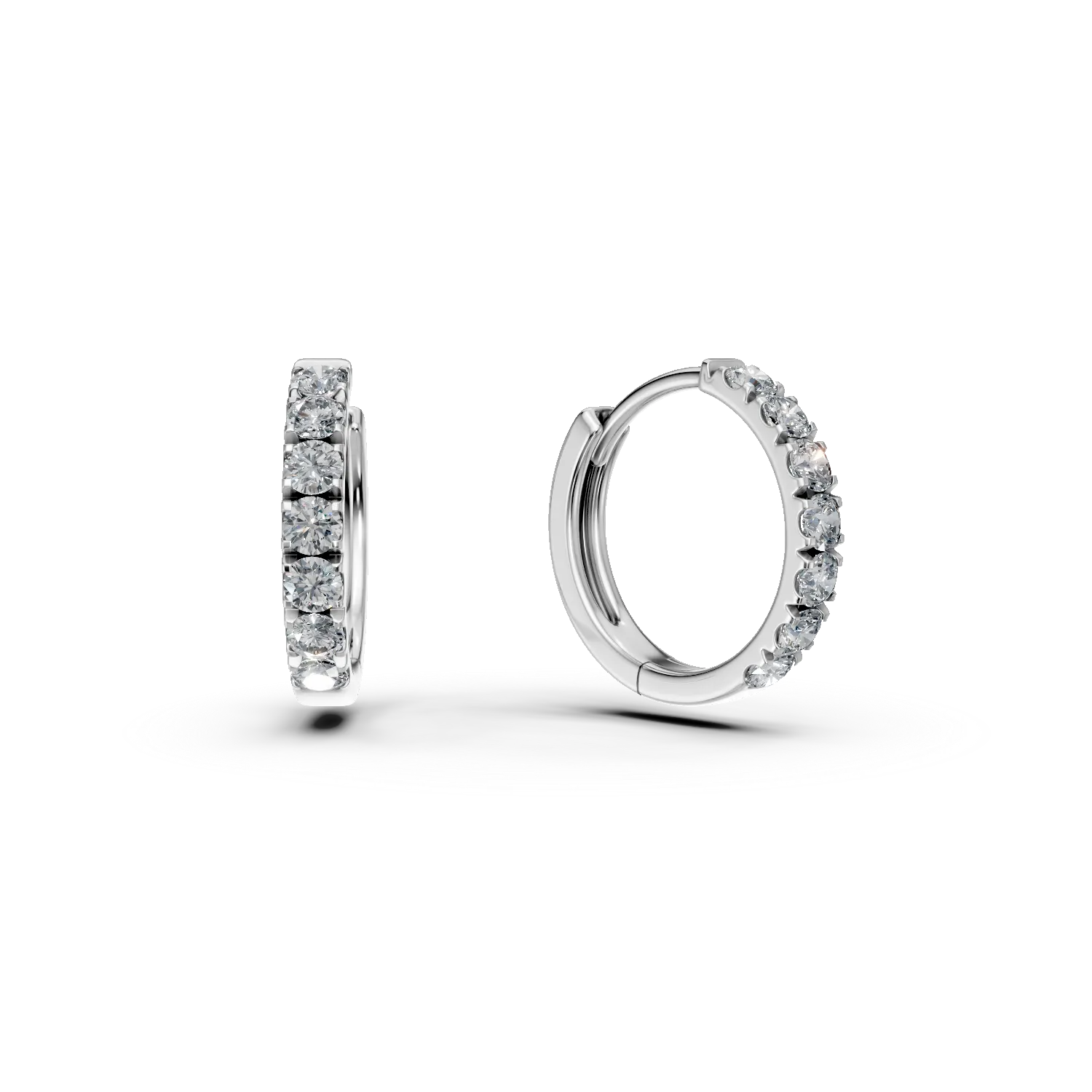 Cercei creole din aur alb cu diamante de 0.4ct create in laborator