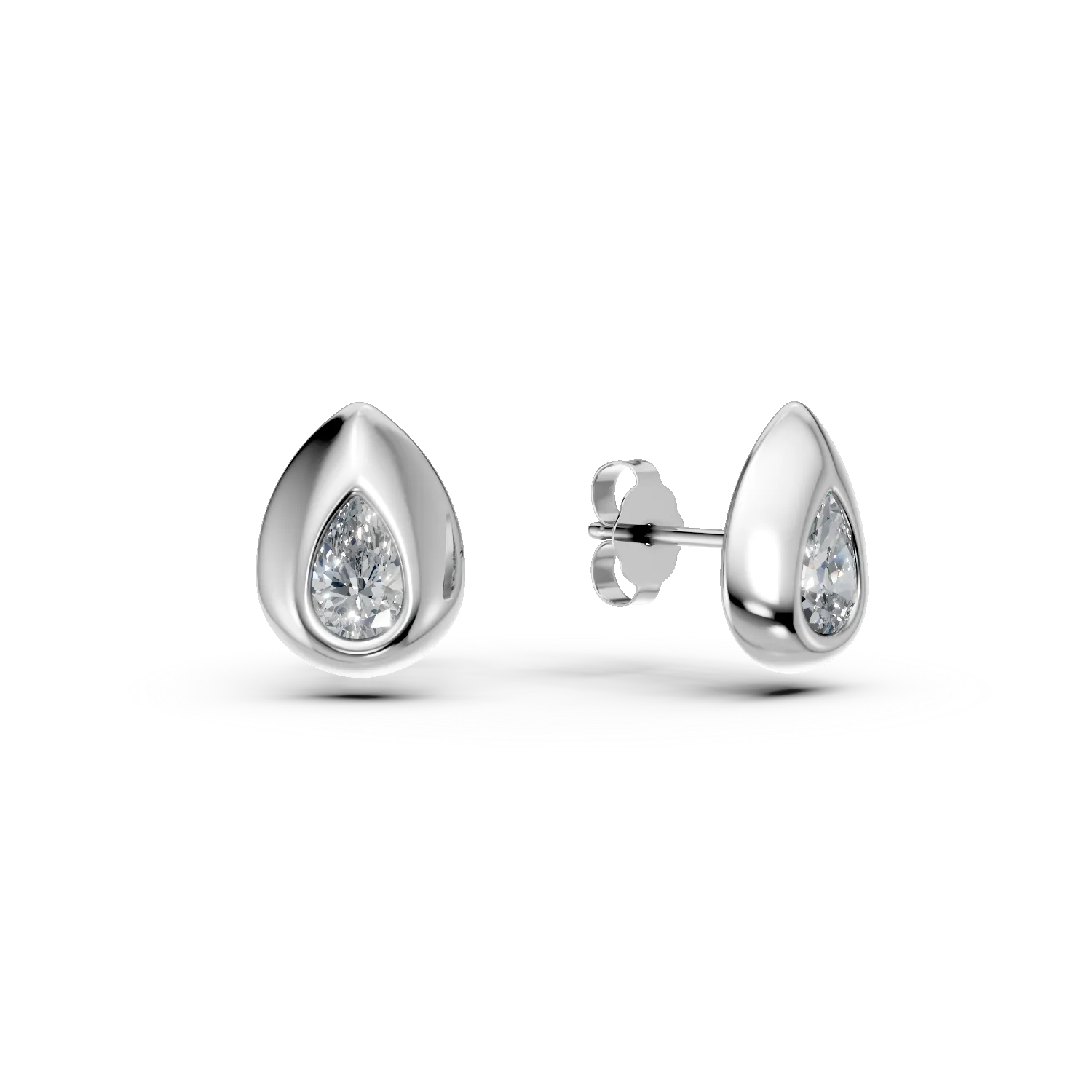 Cercei stud din aur alb cu diamante de 0.6ct create in laborator
