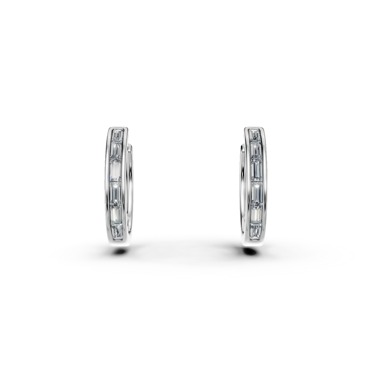 Cercei creole din aur alb cu diamante de 0.7ct create in laborator