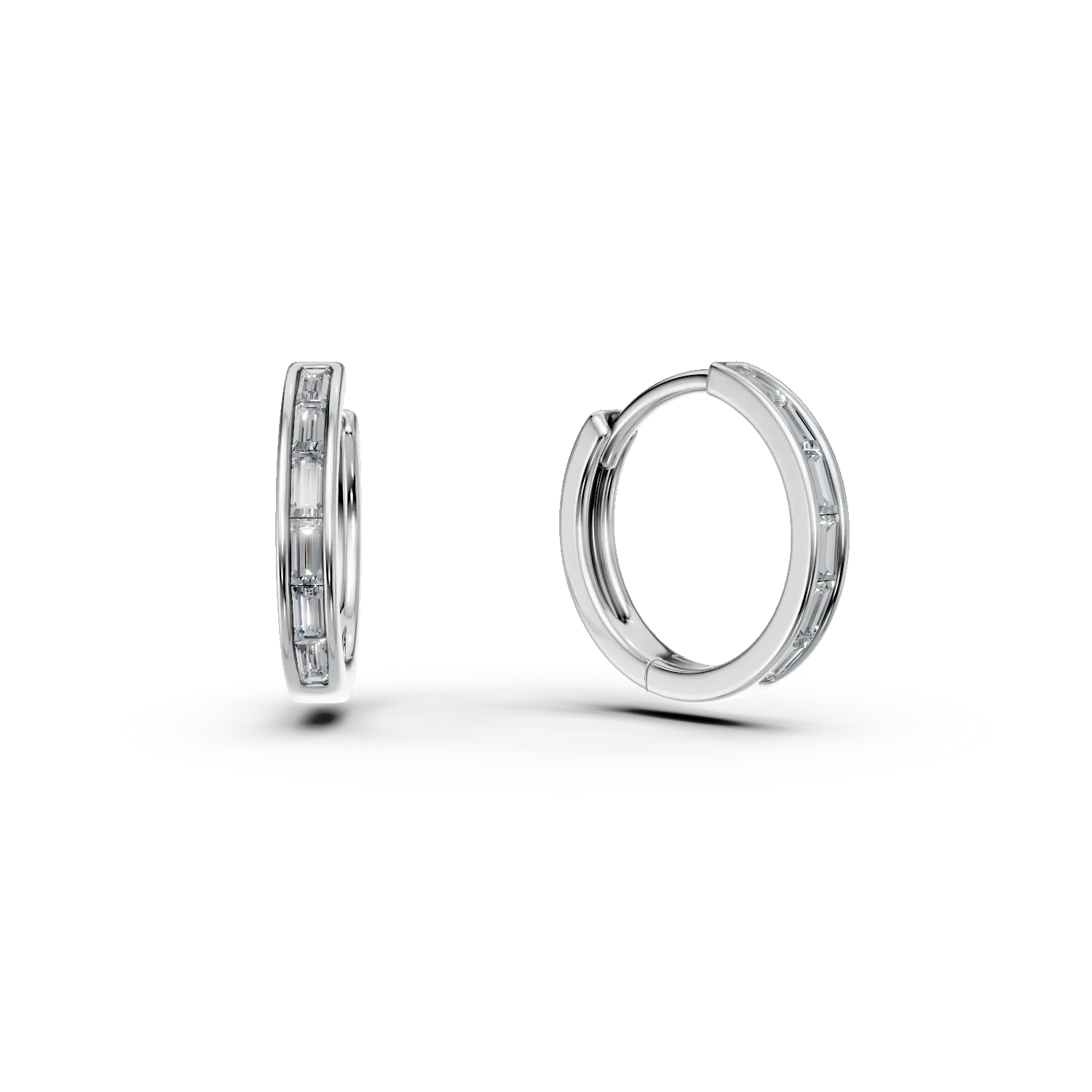 Cercei creole din aur alb cu diamante de 0.7ct create in laborator