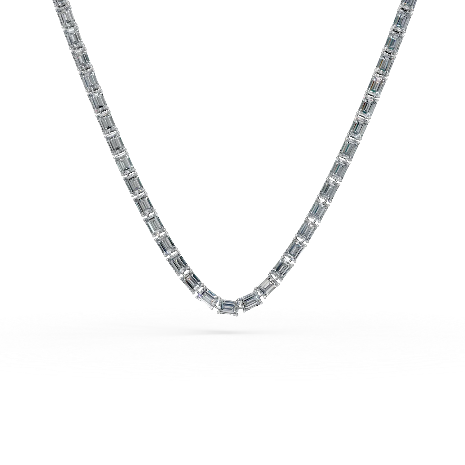 Colier tennis din aur alb cu diamante de 5.8ct create in laborator