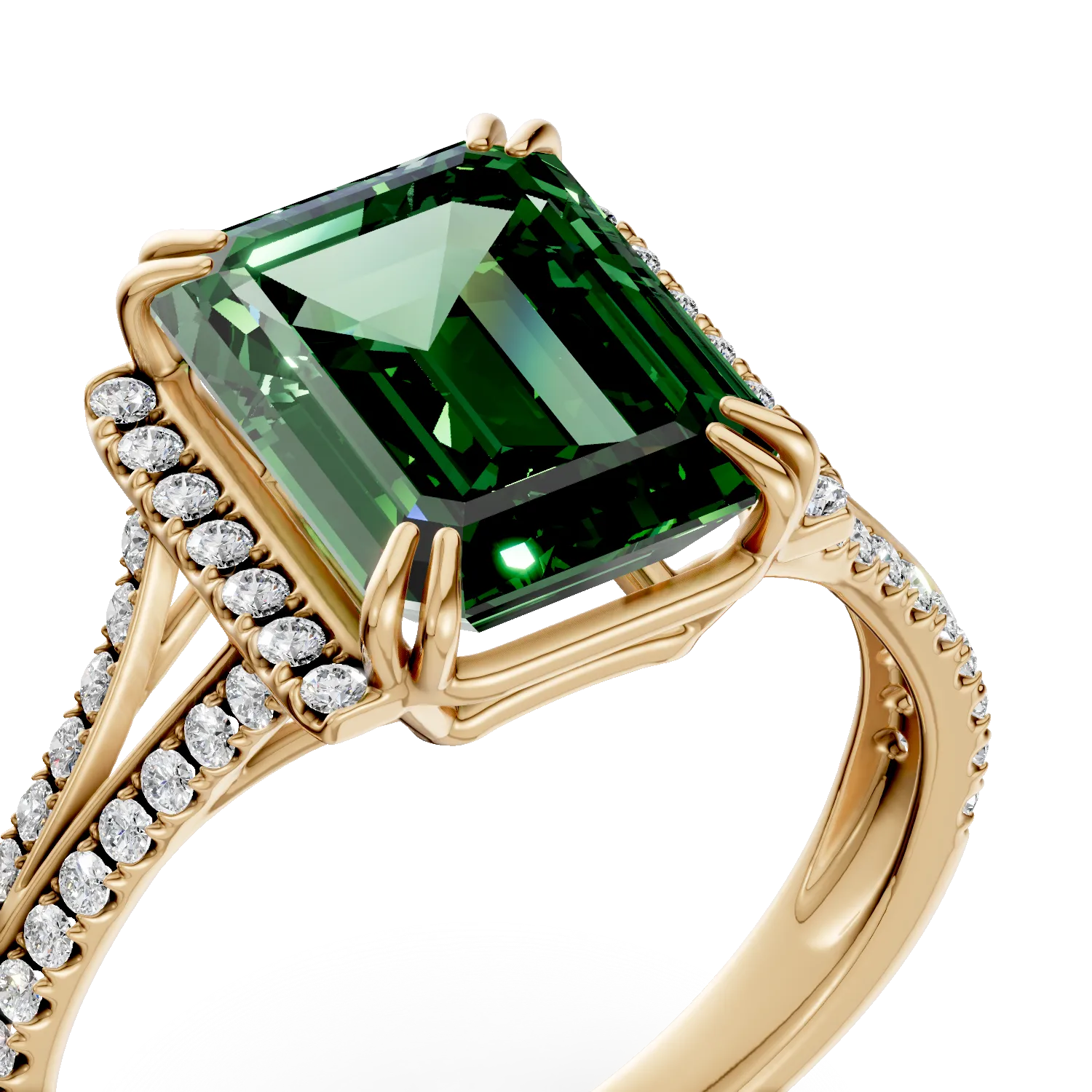 Inel din aur galben cu smarald si diamante de 2.3ct create in laborator - imagine 4