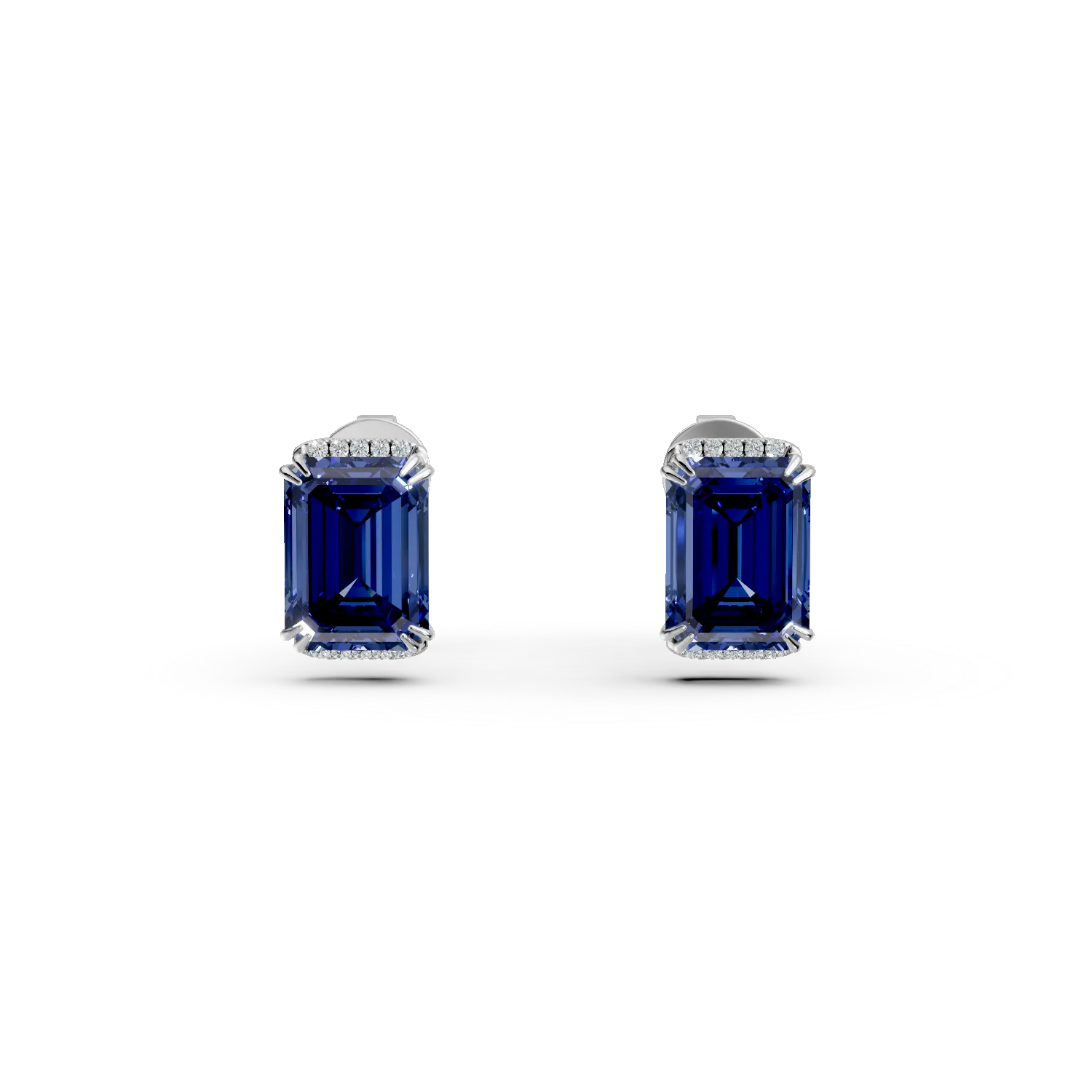 Cercei din aur alb cu safire si diamante de 4.4ct create in laborator