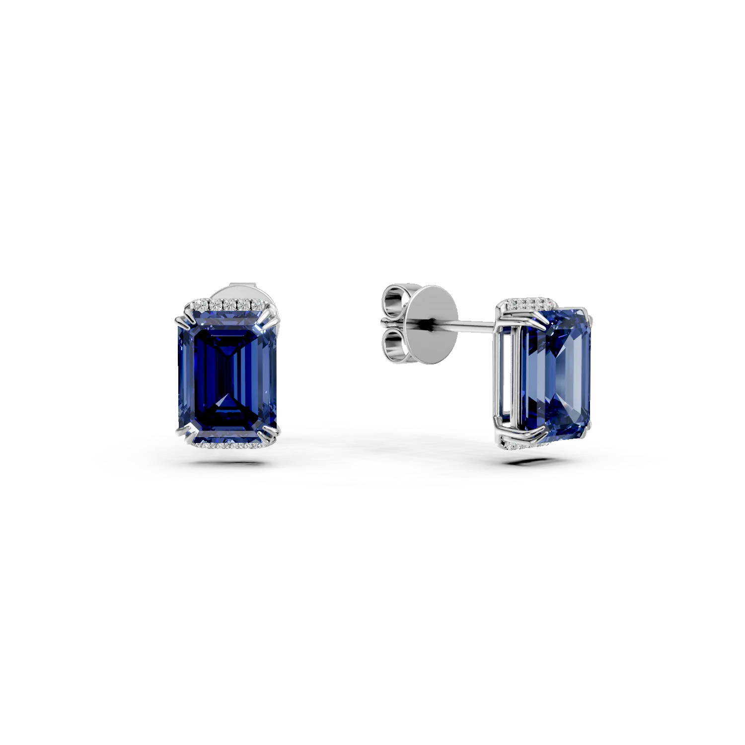 Cercei din aur alb cu safire si diamante de 4.4ct create in laborator