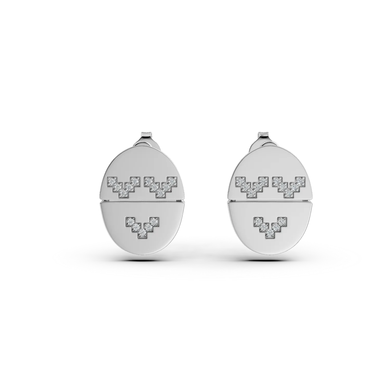 Cercei smiley din argint cu diamante de 0.09ct create in laborator