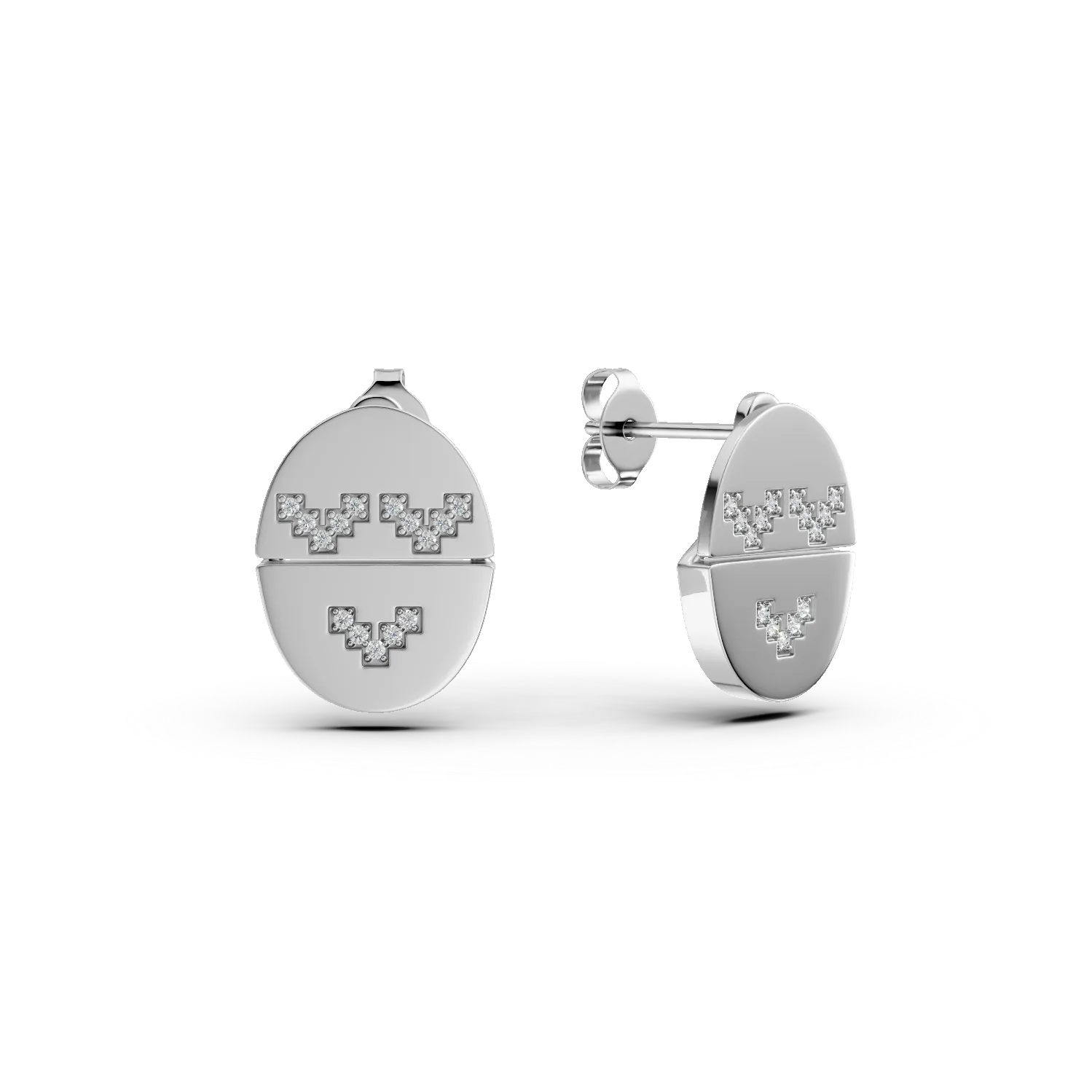 Cercei smiley din argint cu diamante de 0.09ct create in laborator