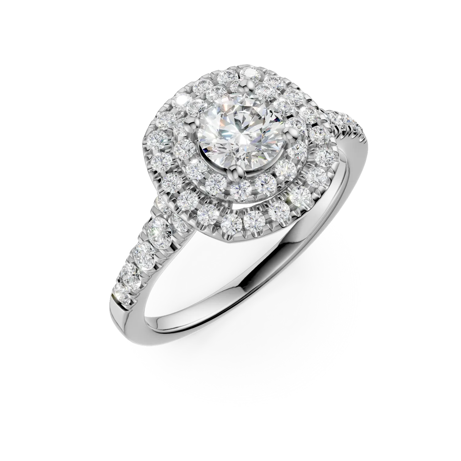 Inel din aur alb cu diamante de 0.8ct create in laborator