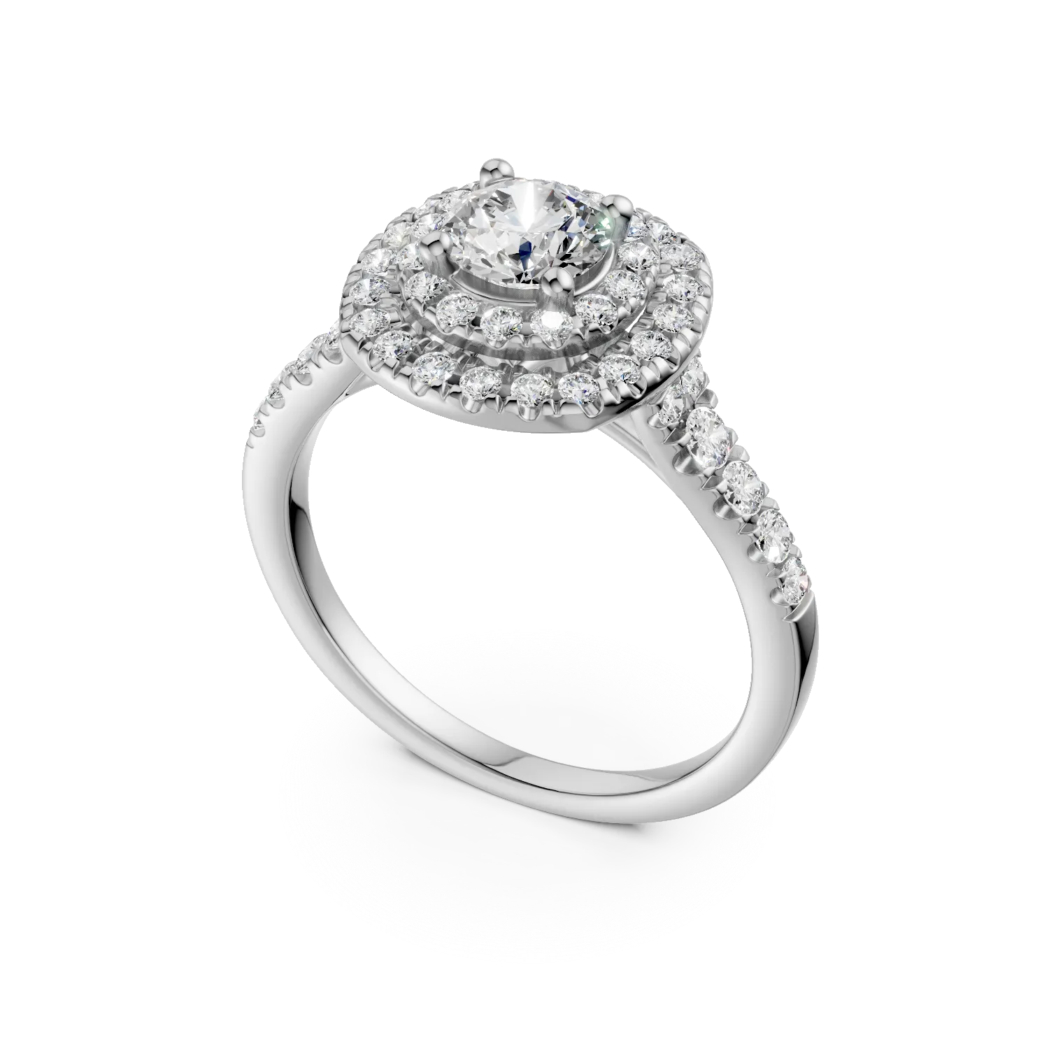 Inel din aur alb cu diamante de 0.8ct create in laborator